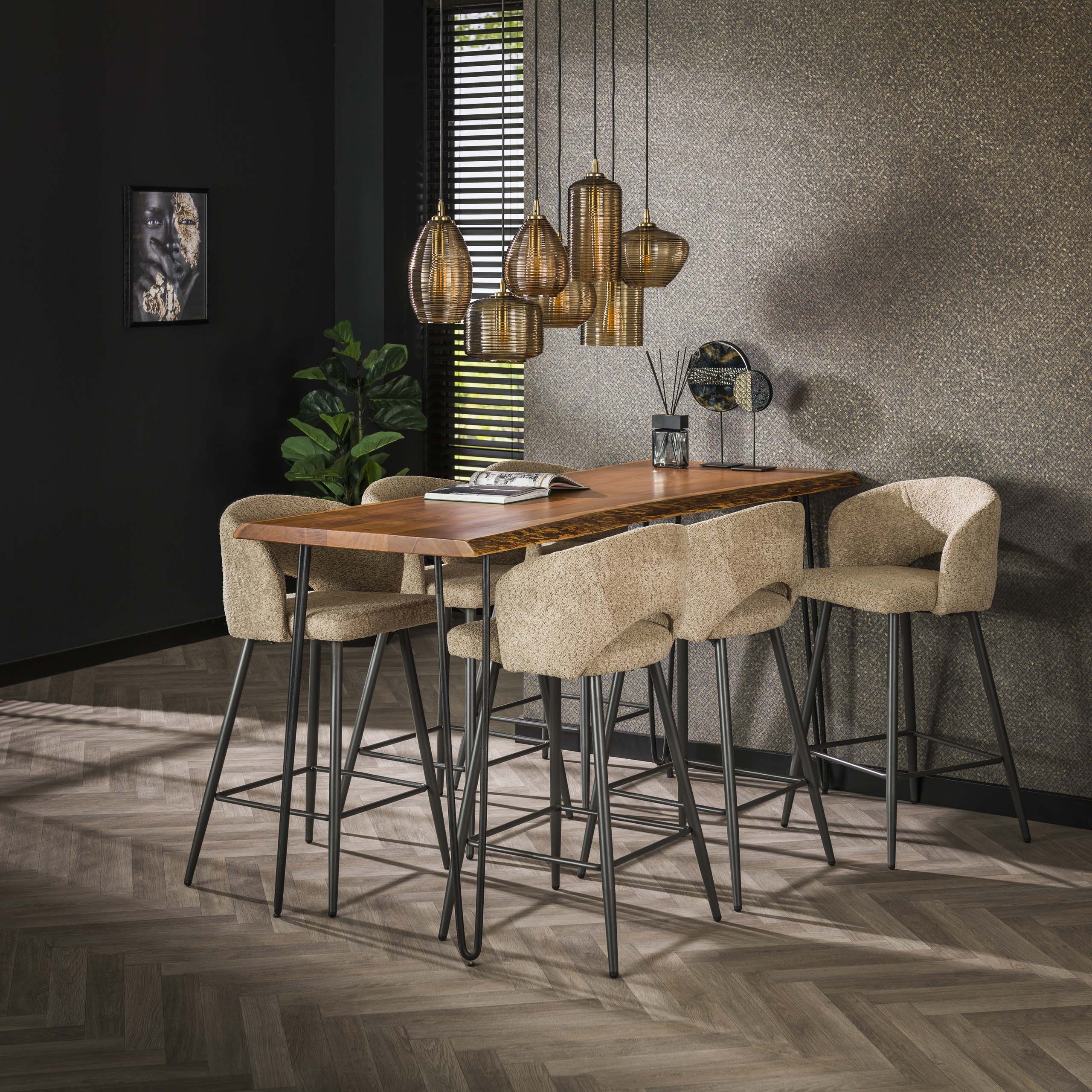 Sedia da bar Salon - set di 2 - Bouclé sabbia