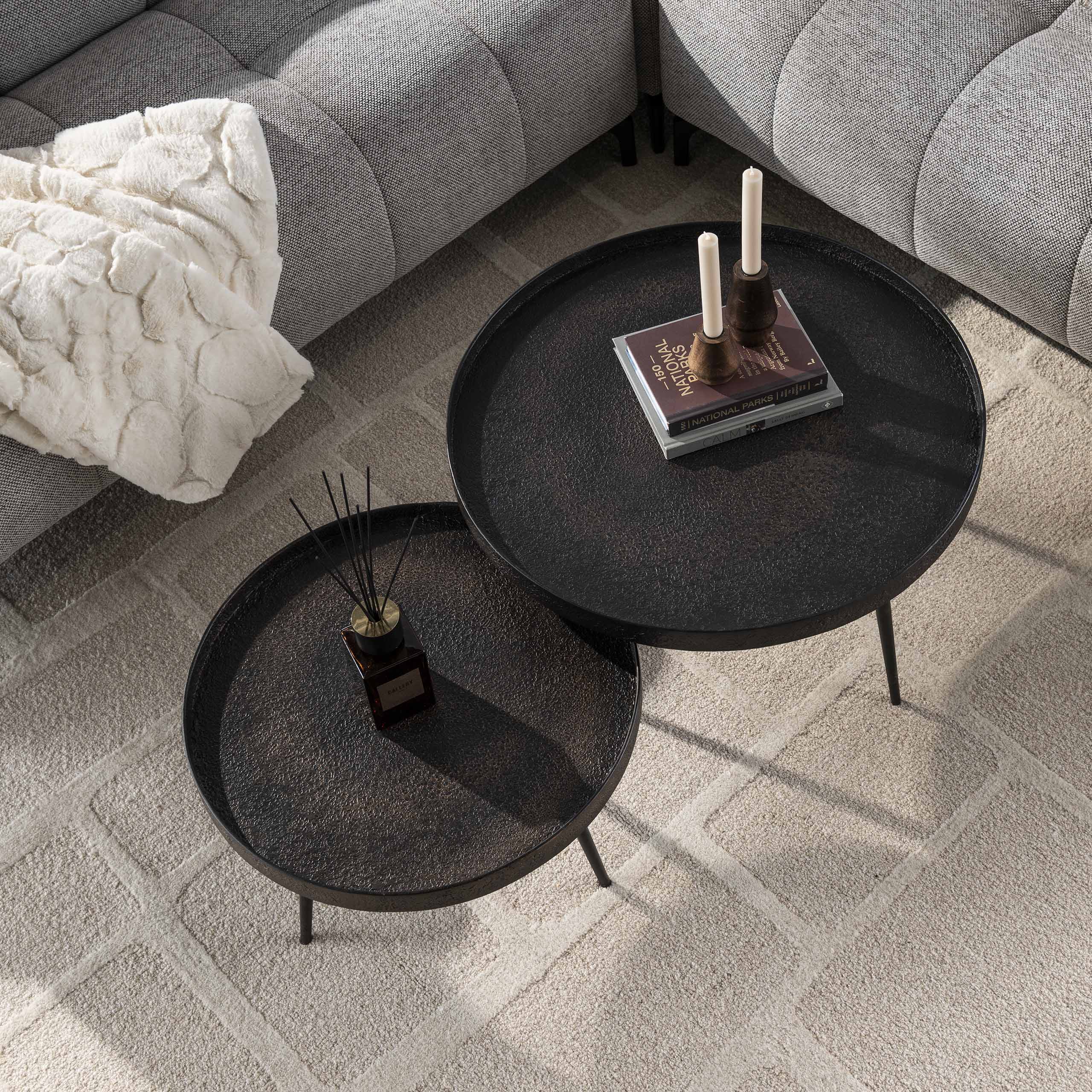 Coffee table Metallic round - Set of 2 - Gray
