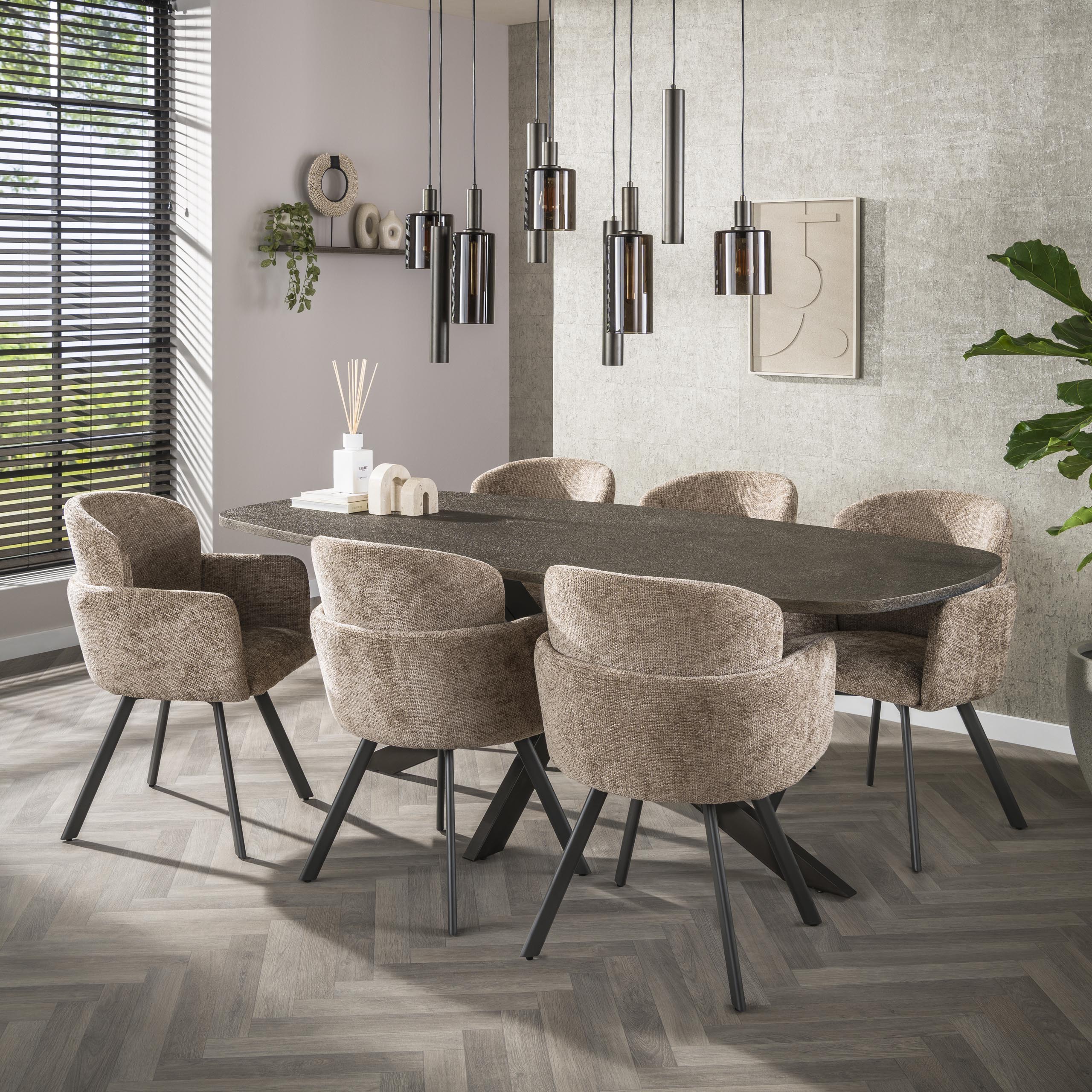 Tavolo da pranzo ovale danese Bronvik 215 cm - Metallo liquido bronzo