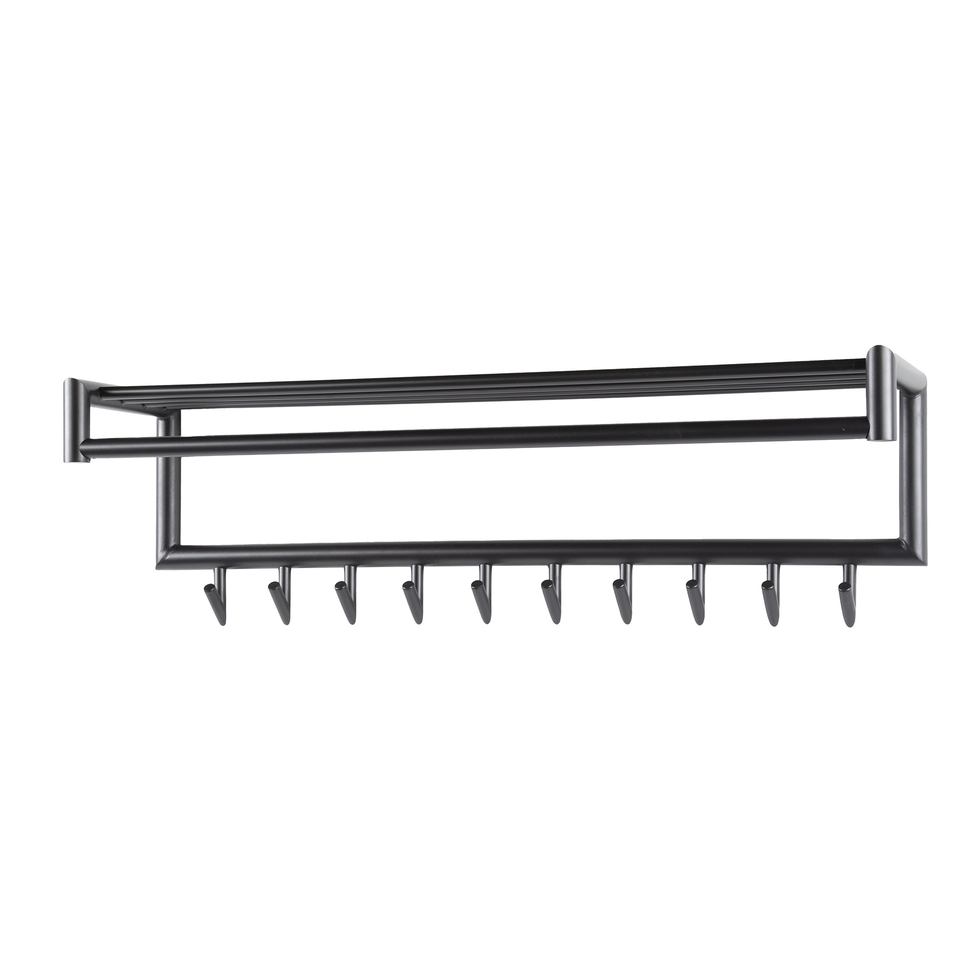 Appendiabiti Tubo tubo + cappelliera 10 ganci - Grigio scuro opaco