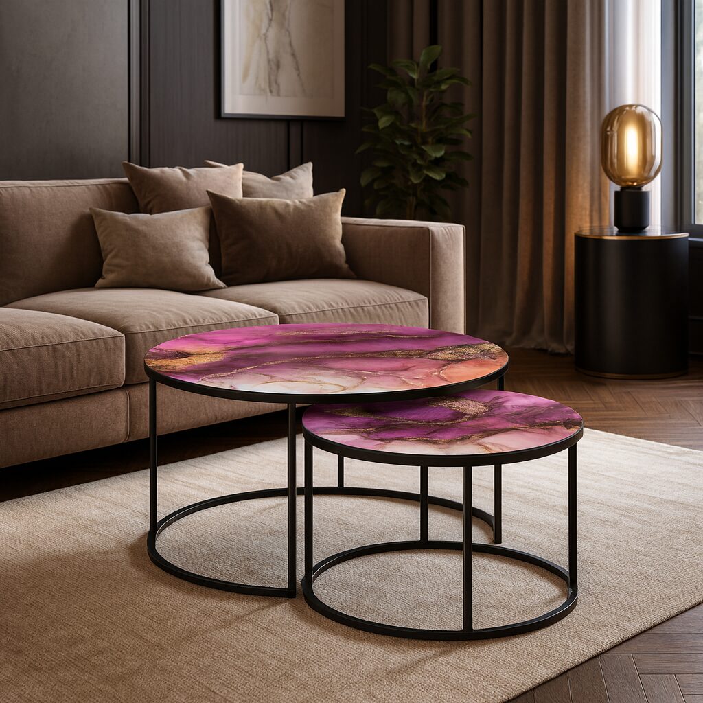 Coffee table Black - Purple Marble