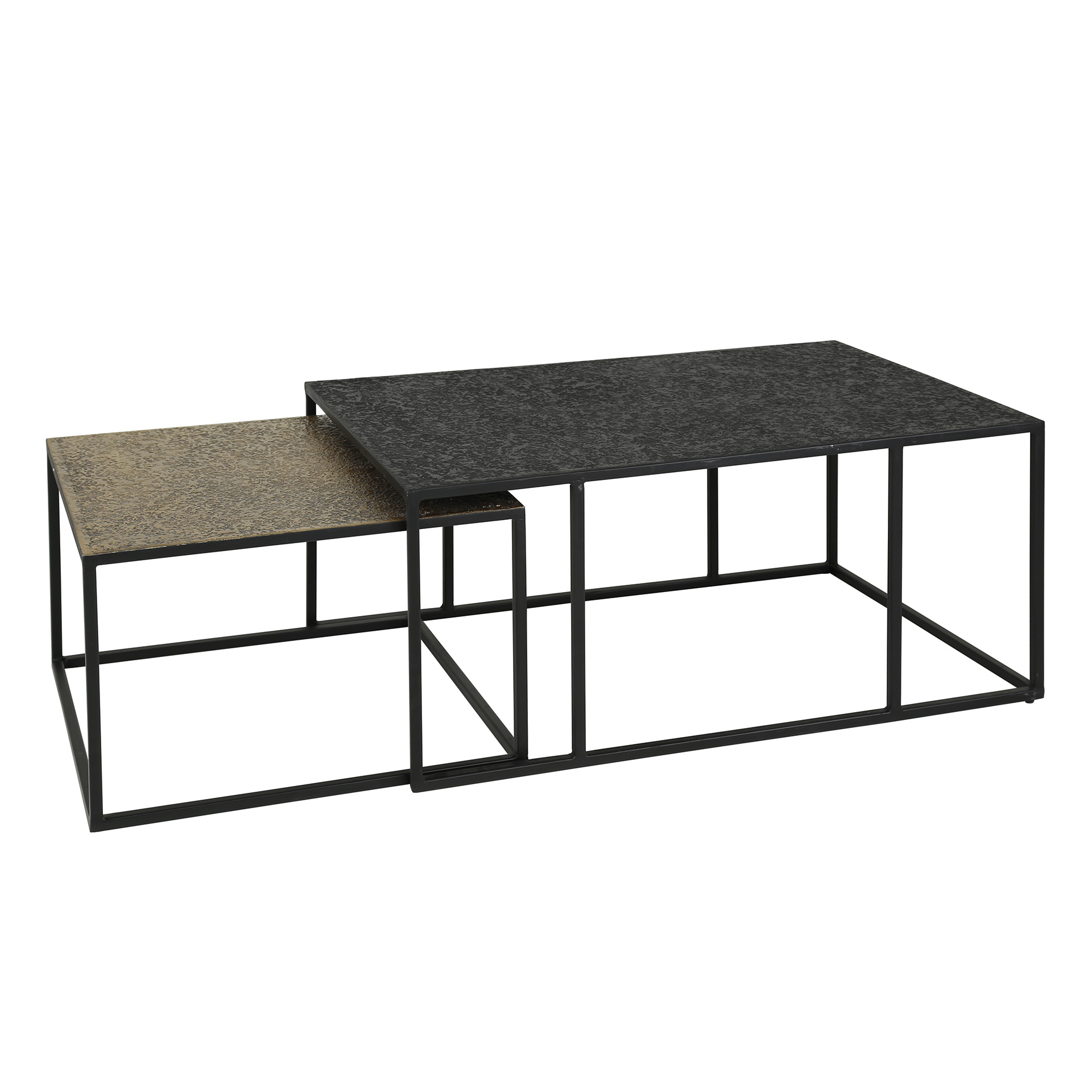 Tavolino da caffè Rettangolare metallizzato grigio - Set di 2