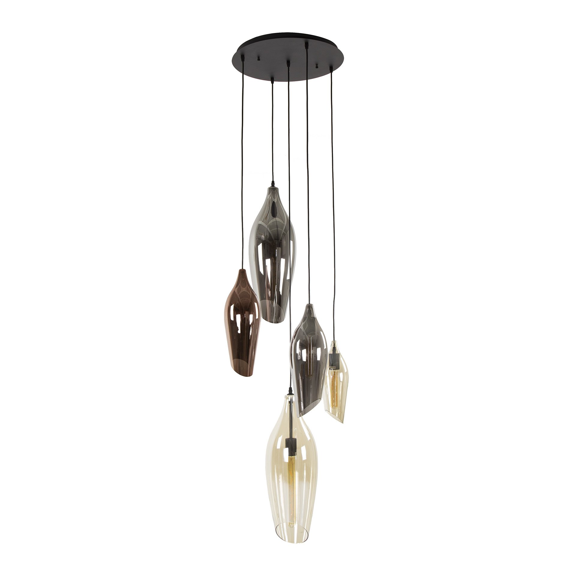 Hanging lamp 5L stepped cocoon mix glass / Black