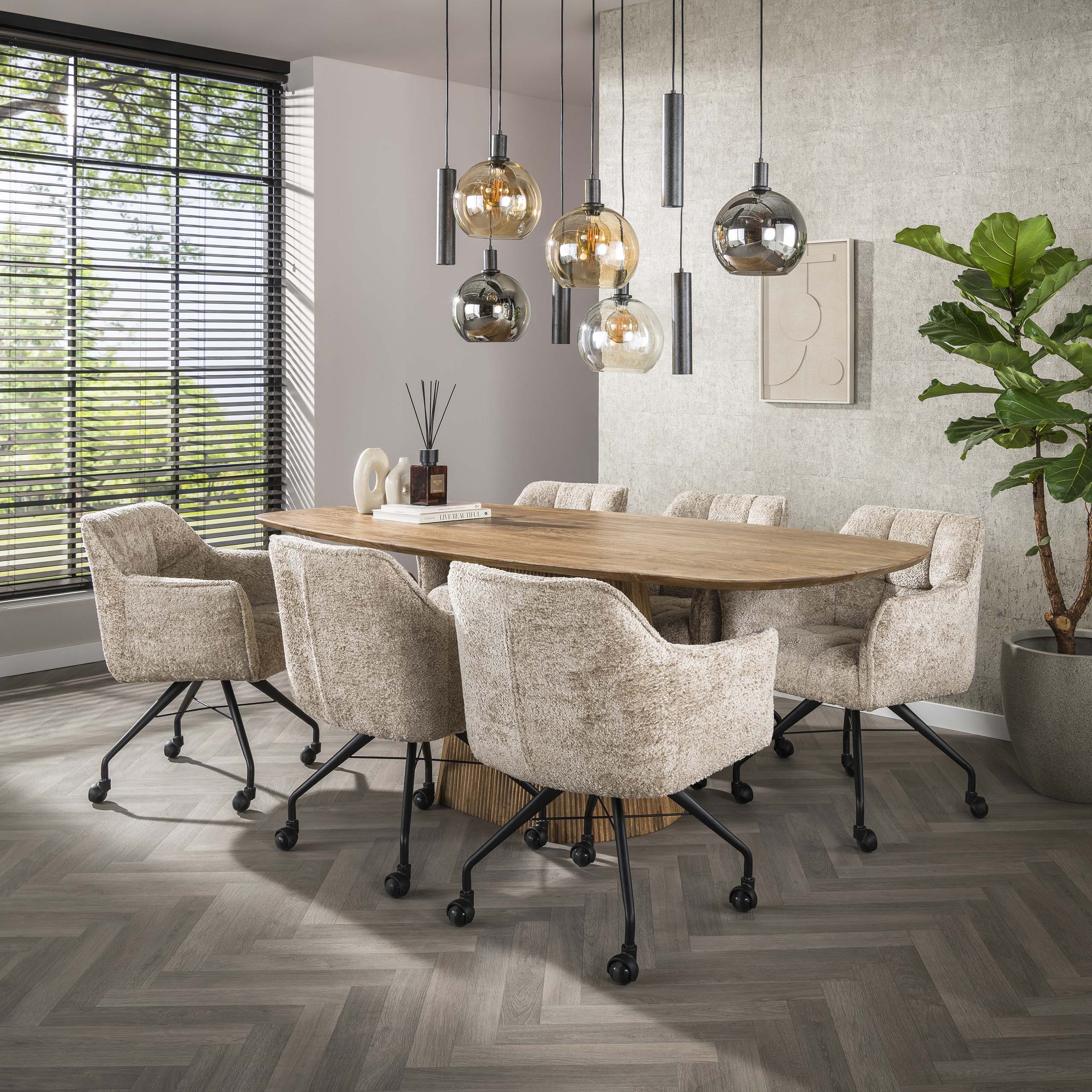 Tavolo da pranzo Wave Centro ovale 215 cm - Massello color mango sabbia