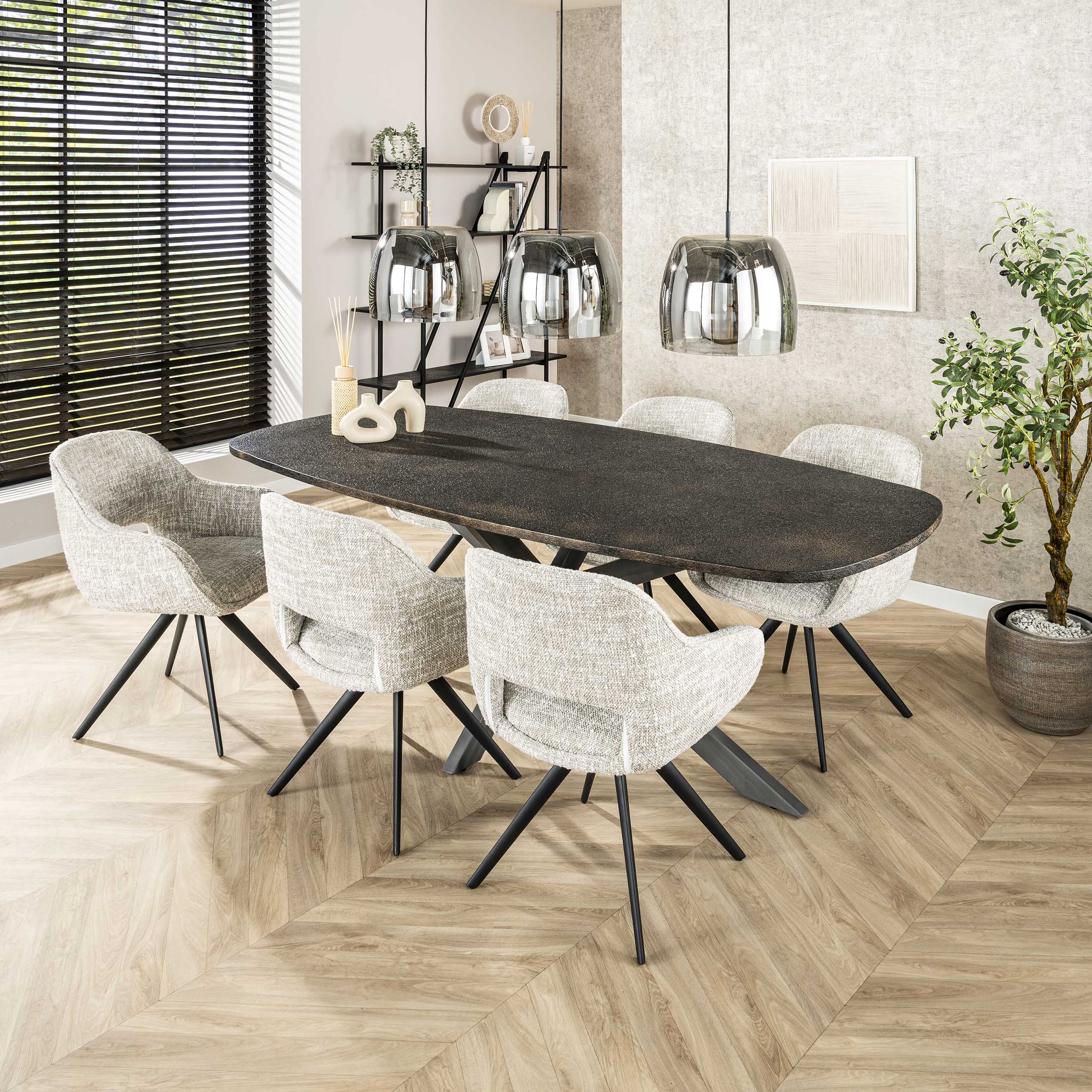 Dining table Metallic Danish oval 215 cm - Gray