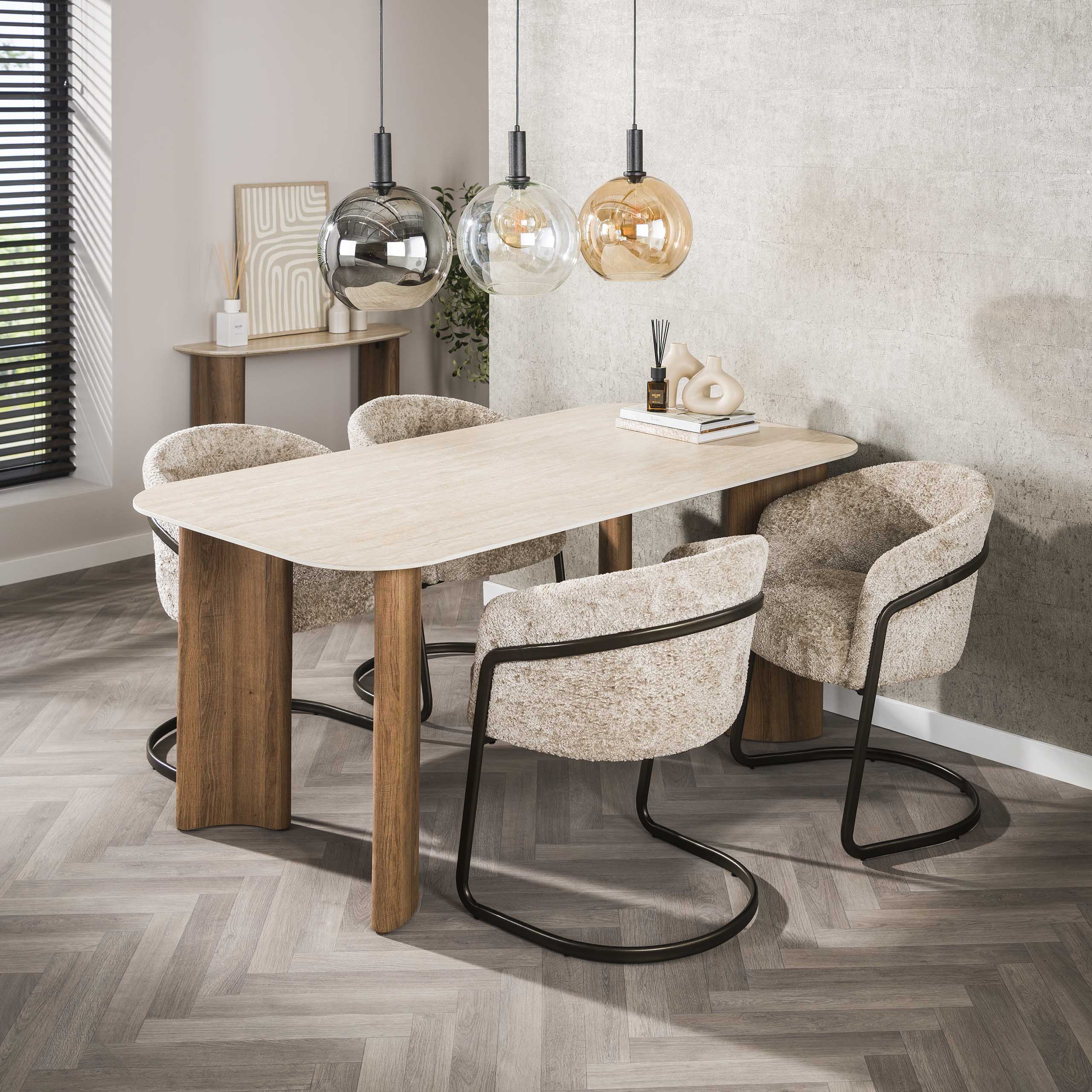Tavolo da pranzo Romano Curvo 180 cm - Ceramica travertino