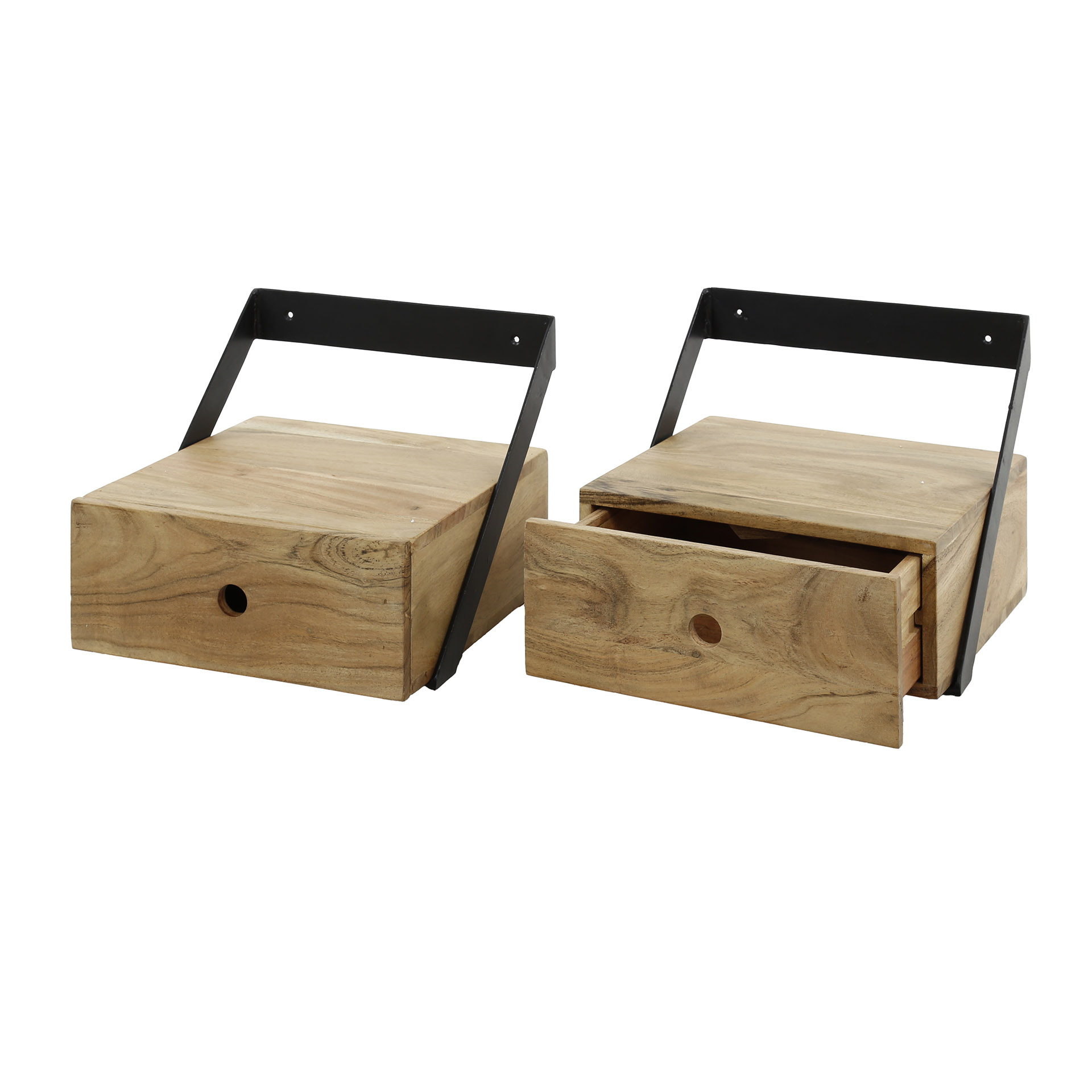 Bedside table set/2 XS hanging strip / Solid acacia natural