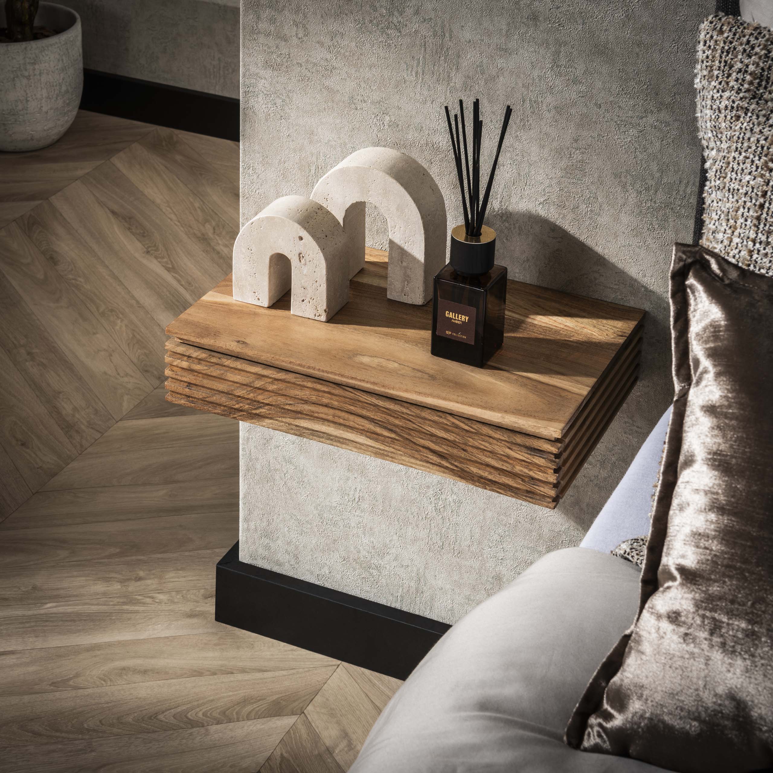 Comodino Layer L 1 cassetto - set di 2 - Acacia massiccia