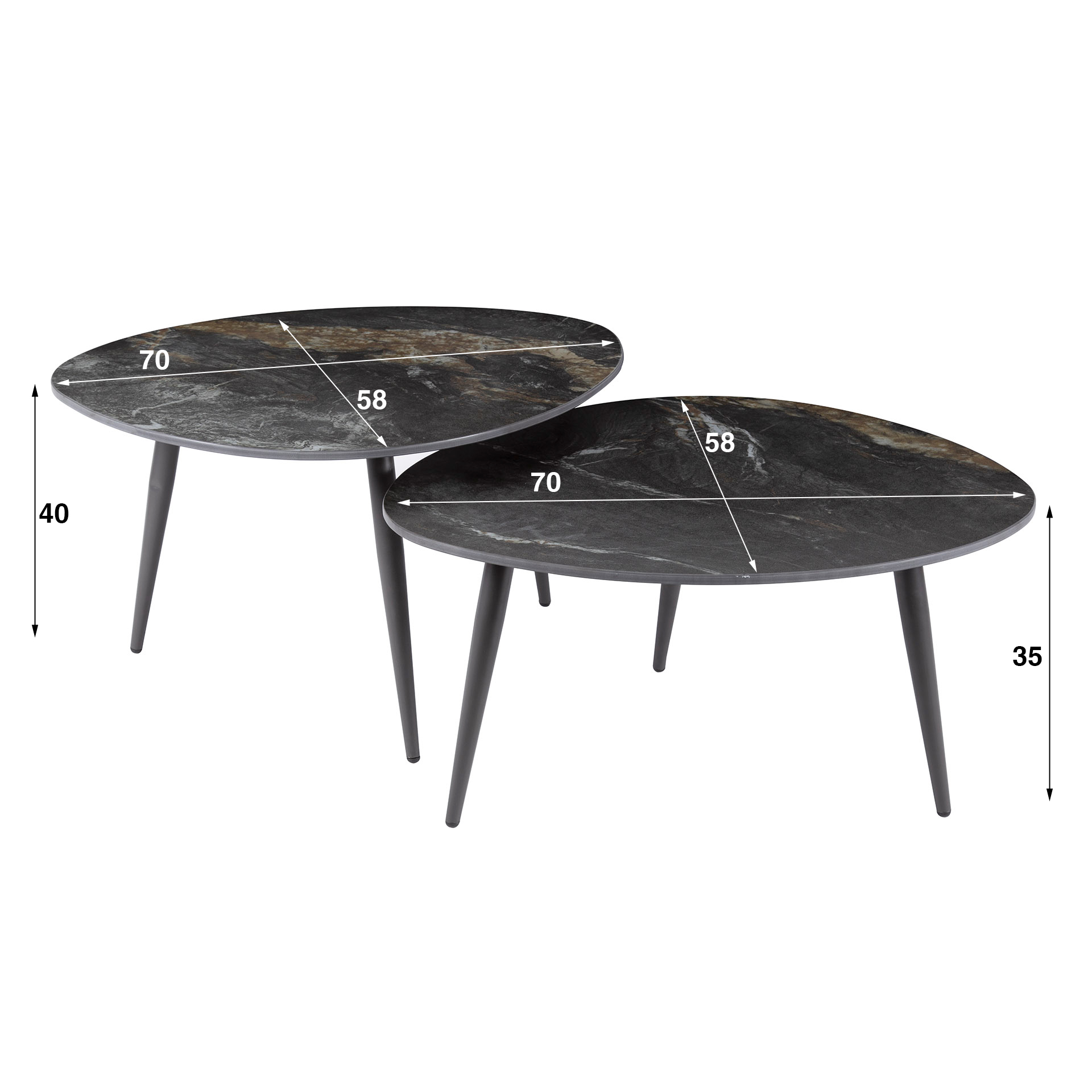 Tavolino Fossil Organic - set di 2 - Ceramica