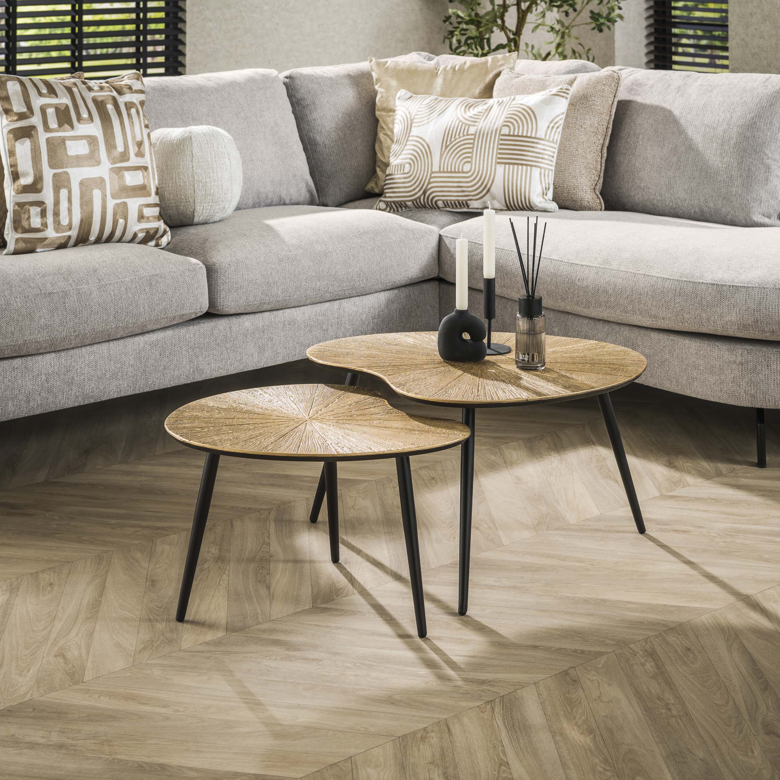 Coffee table Ray kidney-shaped - set of 2 - antique gold