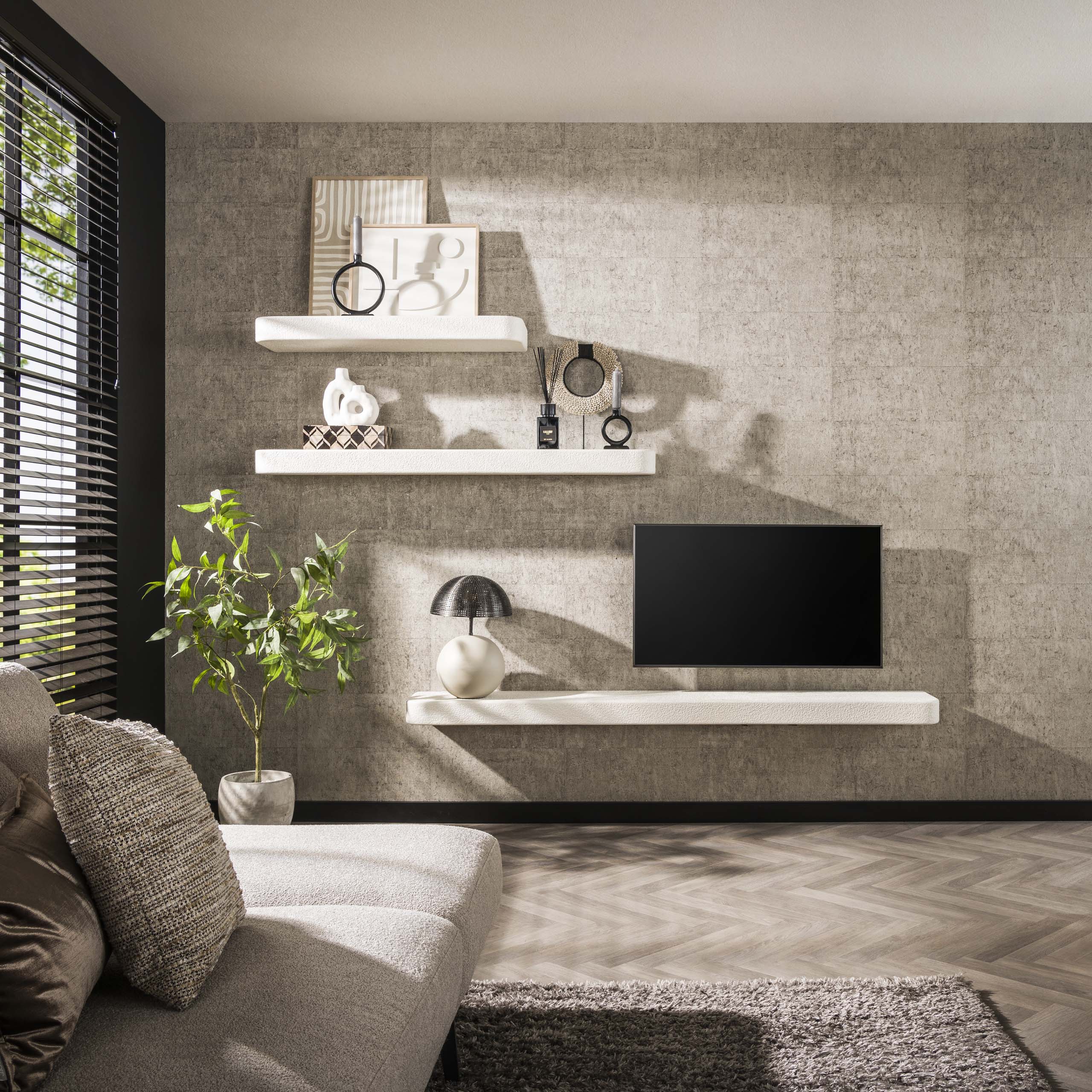 Mensola a muro 200 cm in composito pietra/marmo