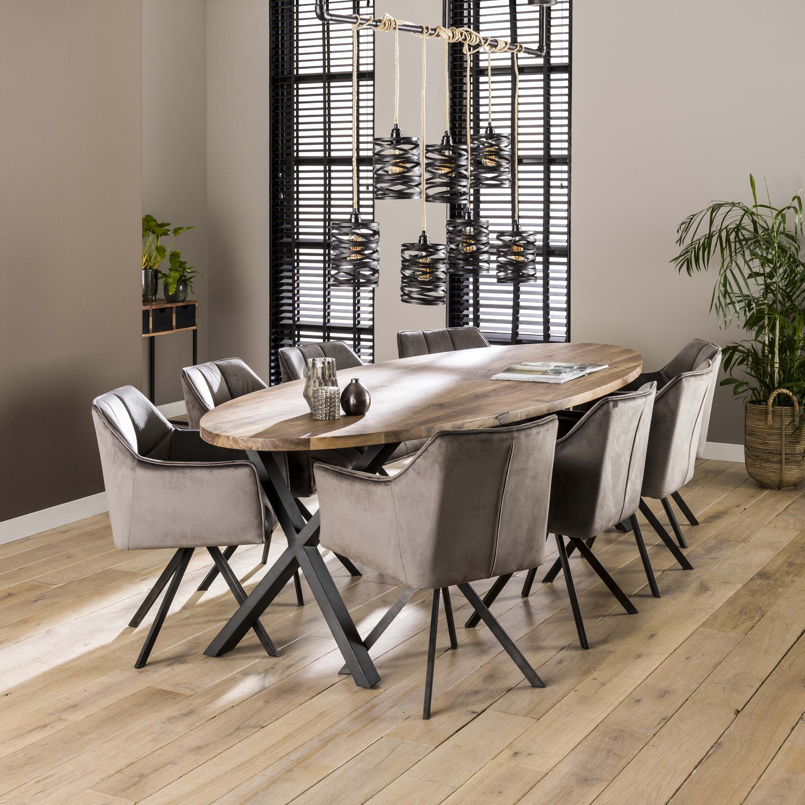 Armchair grid rotatable. VPE2 / Velluto antracite