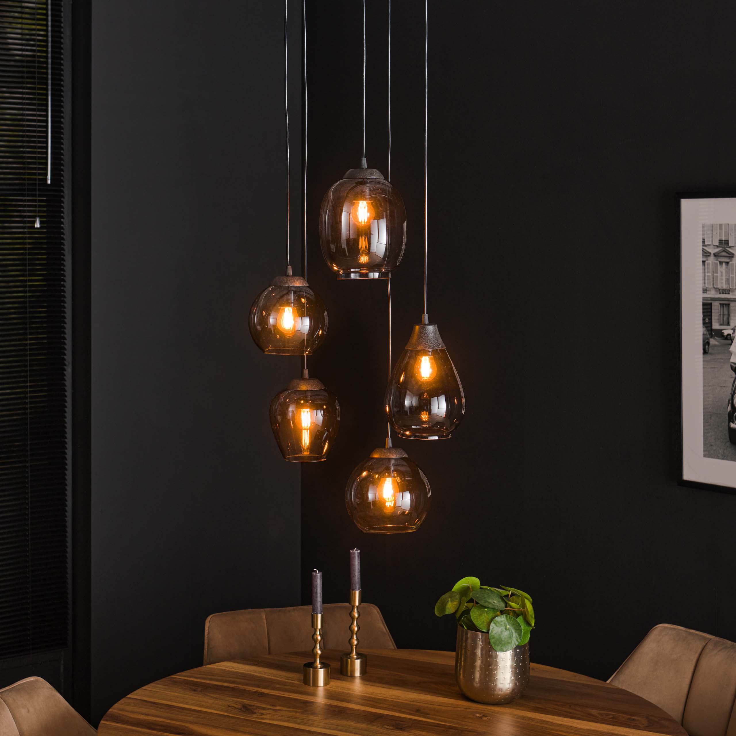 Lampada a sospensione mix a gradini 5L / Vetro cromato