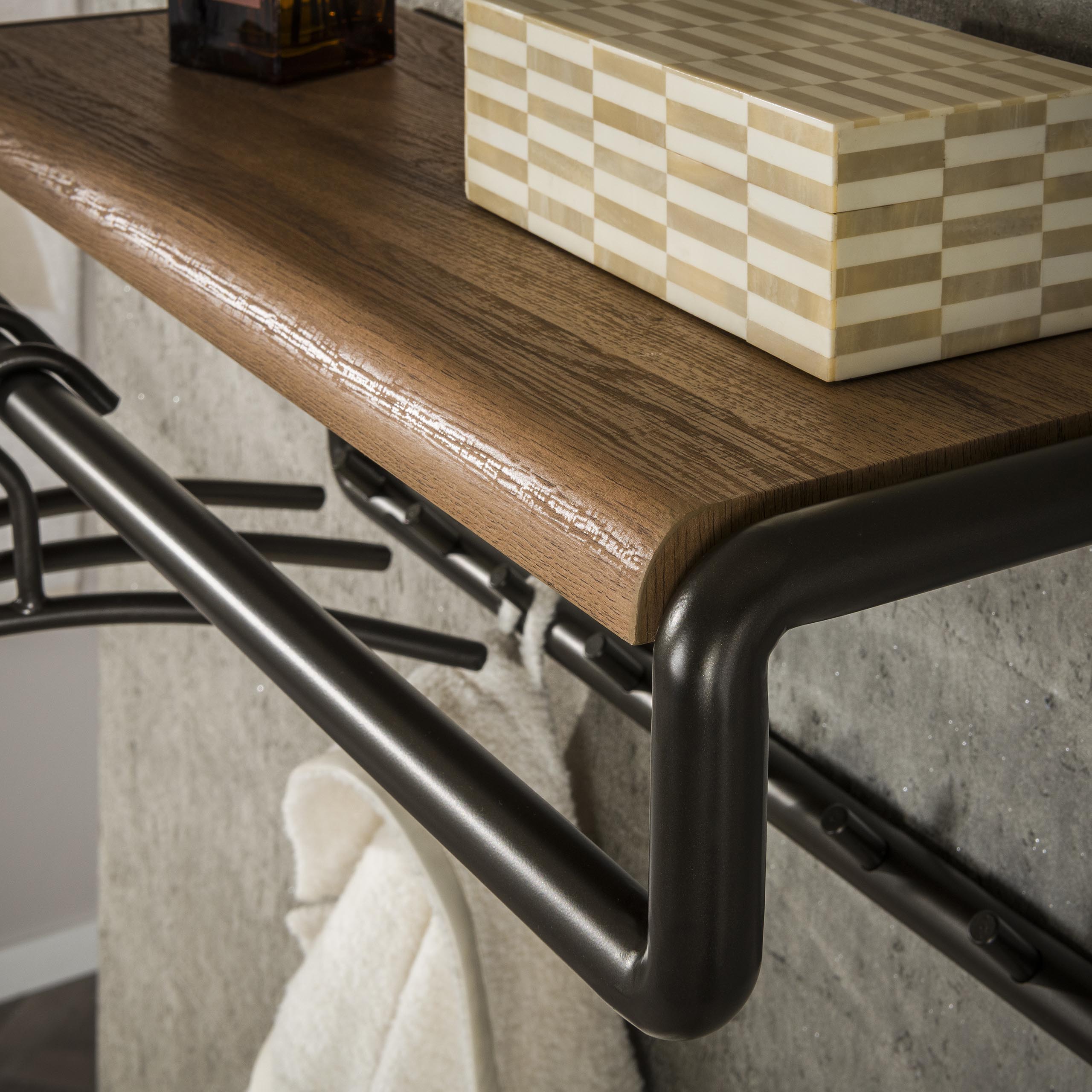 Appendiabiti Luno asta e cappelliera 8 ganci - Drift brown