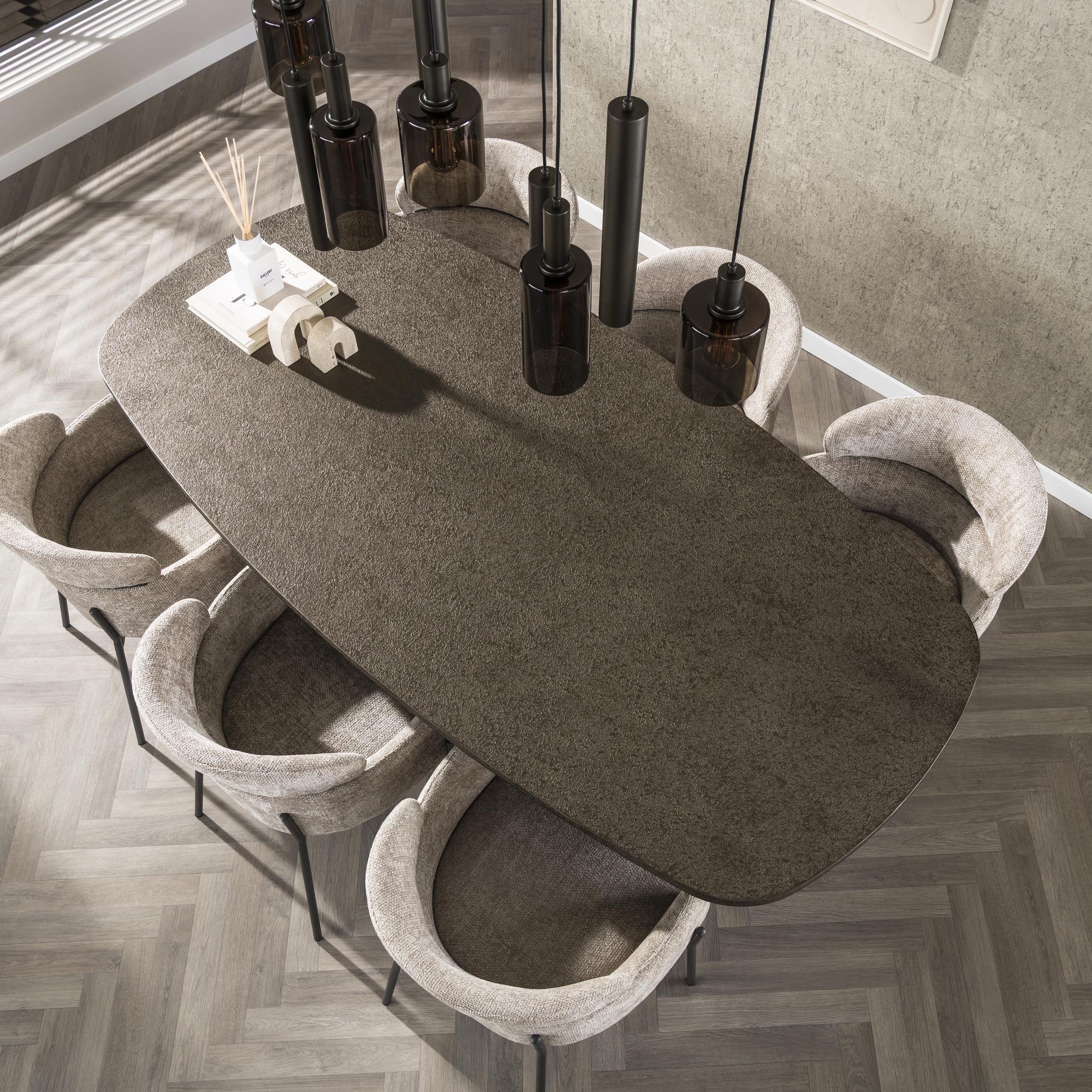 Tavolo da pranzo ovale danese Bronvik 215 cm - Metallo liquido bronzo