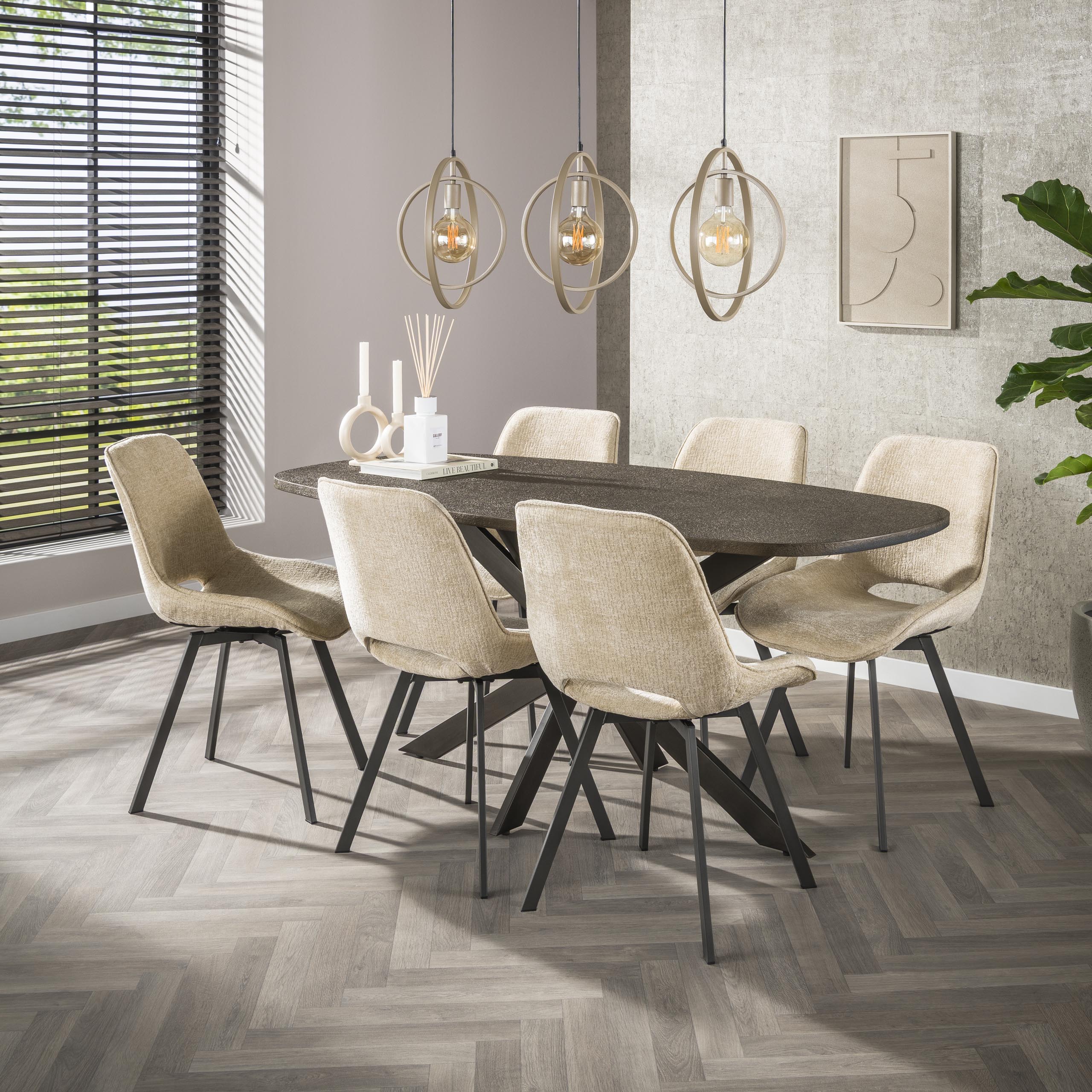 Lampada a sospensione Turn Around 3 luci - Beige