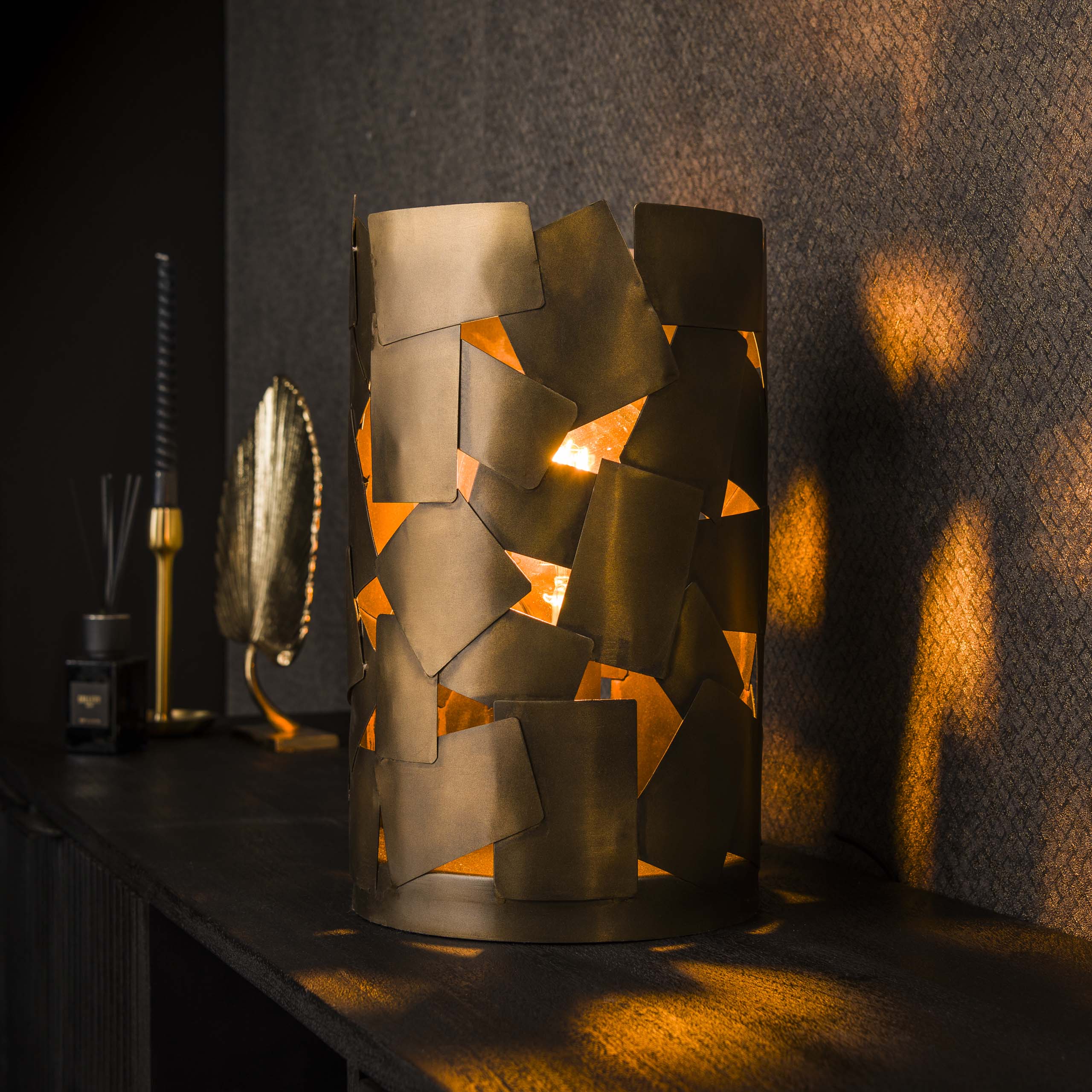 Lampada da tavolo cilindro patch 1L / Bronzo antico