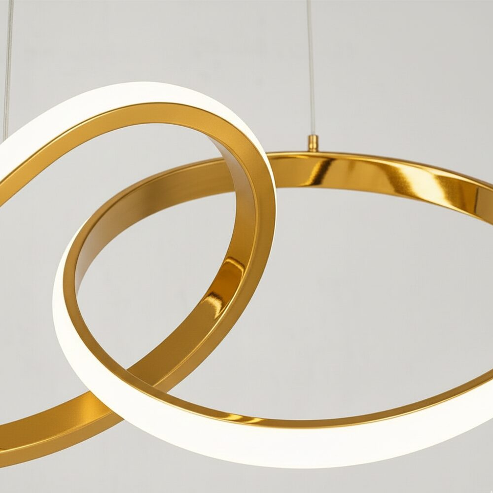 Lampada a sospensione Aurora – Design 5 anelli Oro 120 cm