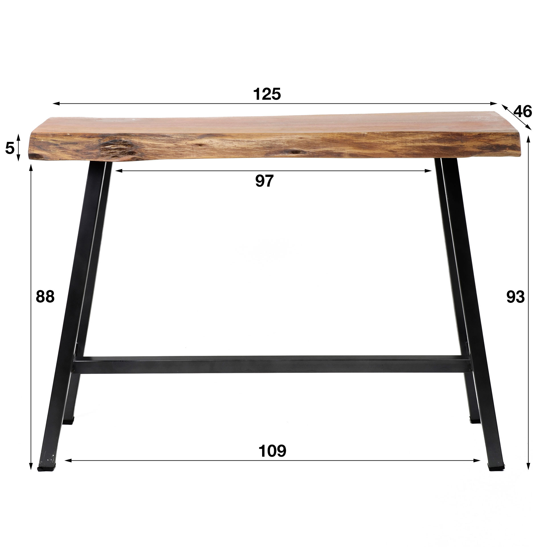 Tavolo da bar Live Edge 125 cm - Acacia massiccia