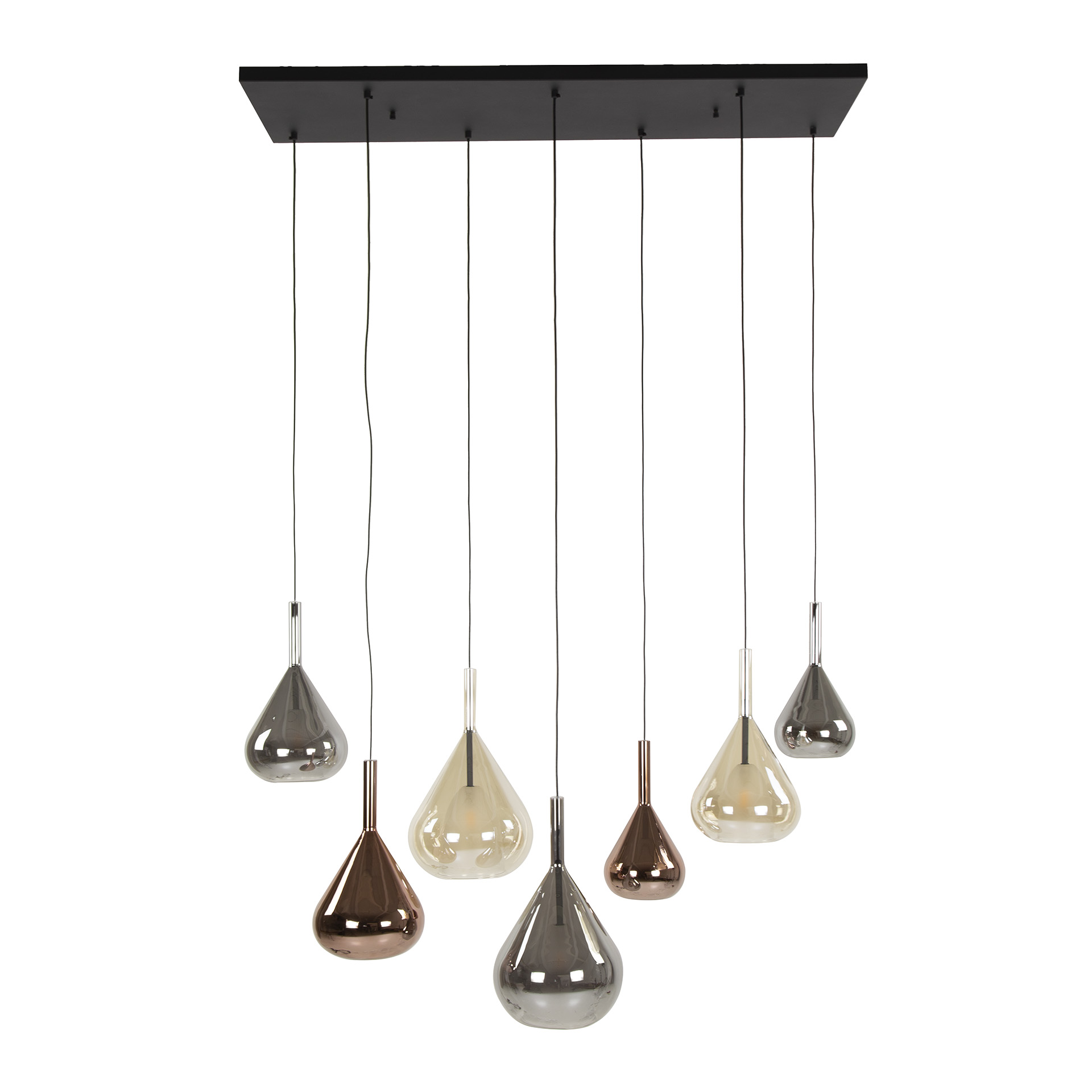 Lampada a sospensione 4+3 ali mix vetro / Nero
