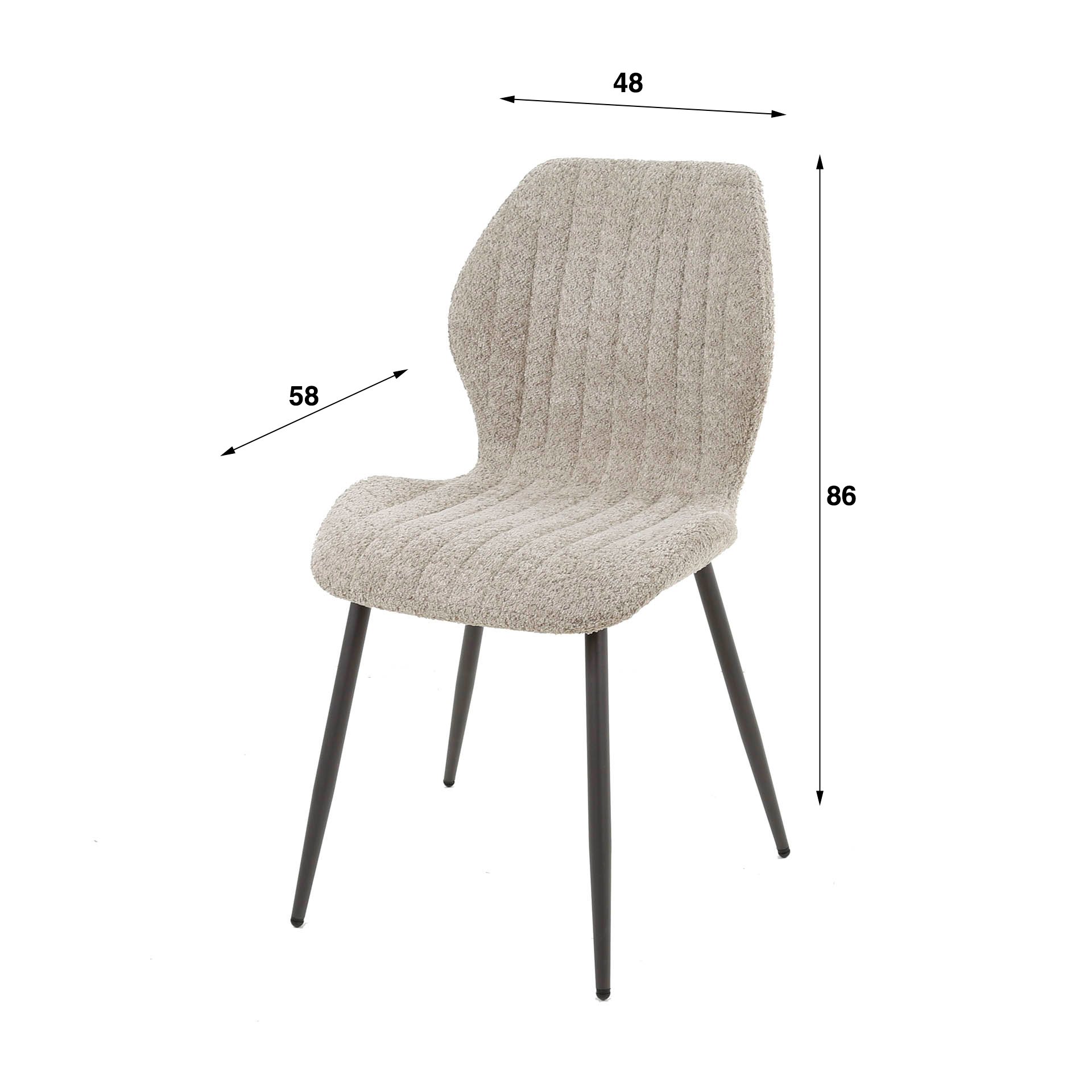 Sedia con supporto lombare bouclè. VPE4 / Colore sabbia Boucle