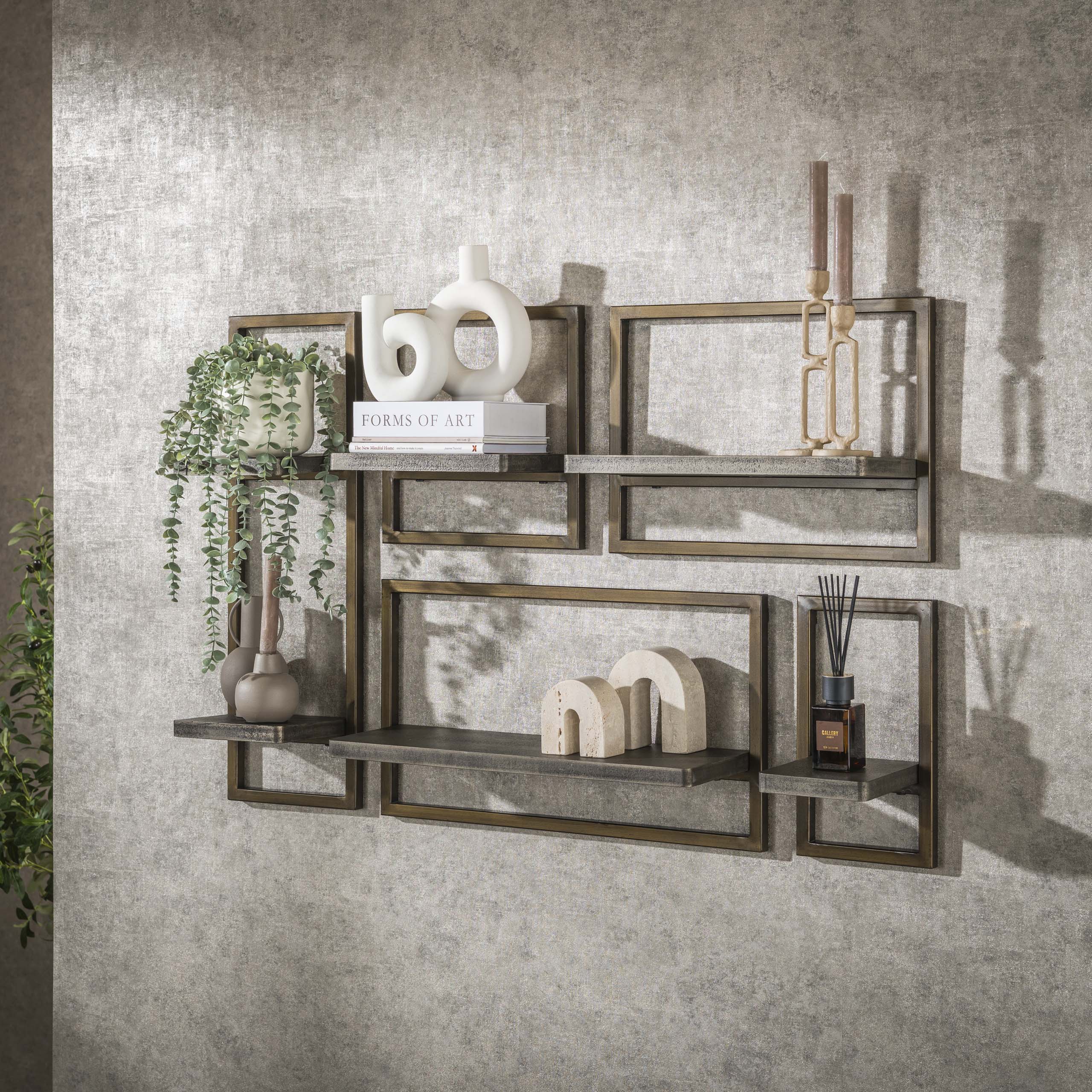 Set mensola da parete/5 Ferro/Bronzo anticato