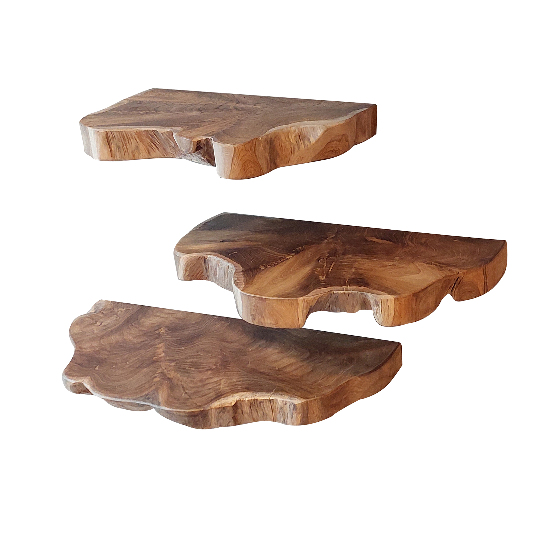 Mensola da parete natural line set/3 / Legno massello di teak riciclato