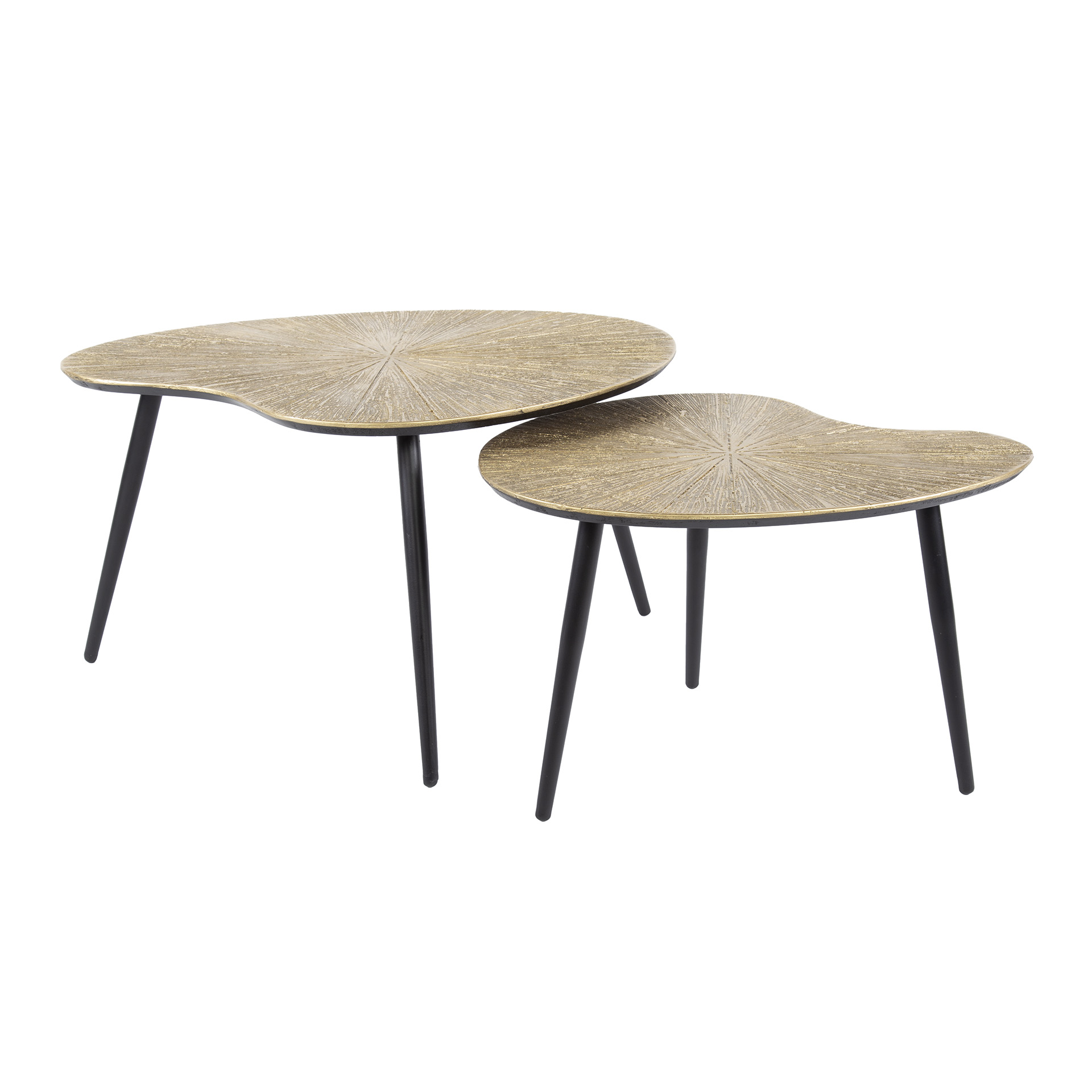 Coffee table Ray kidney-shaped - set of 2 - antique gold
