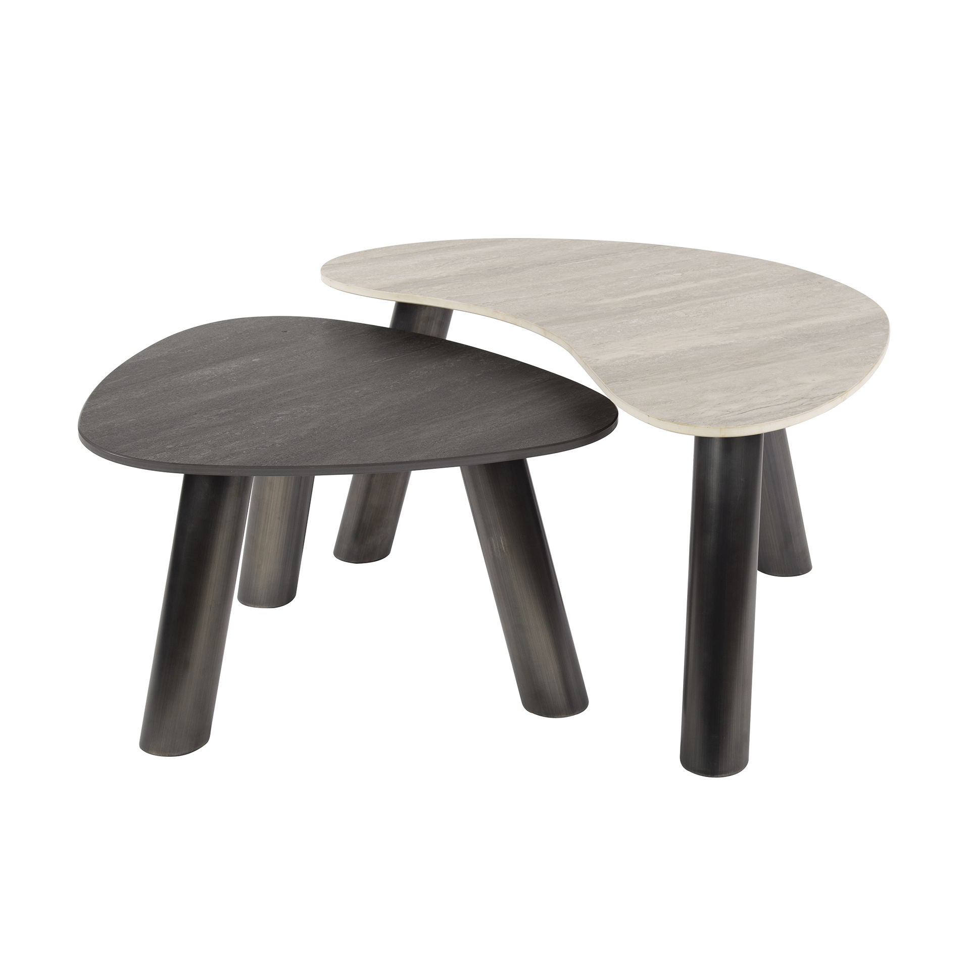 Tavolino Twin organic - Set 2 - Travertino nero/grigio