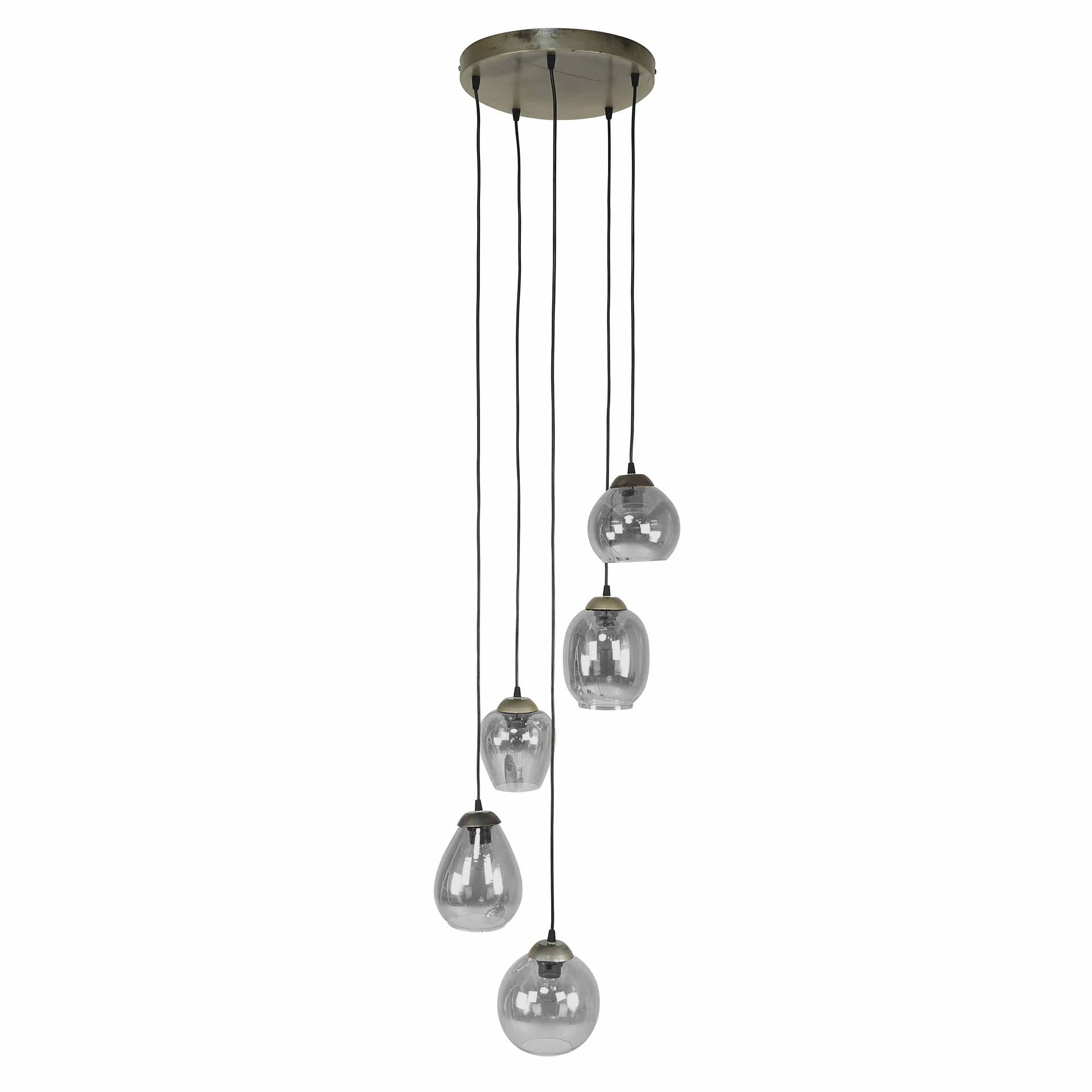Hanging lamp 5L stepped mix / Chromed glass