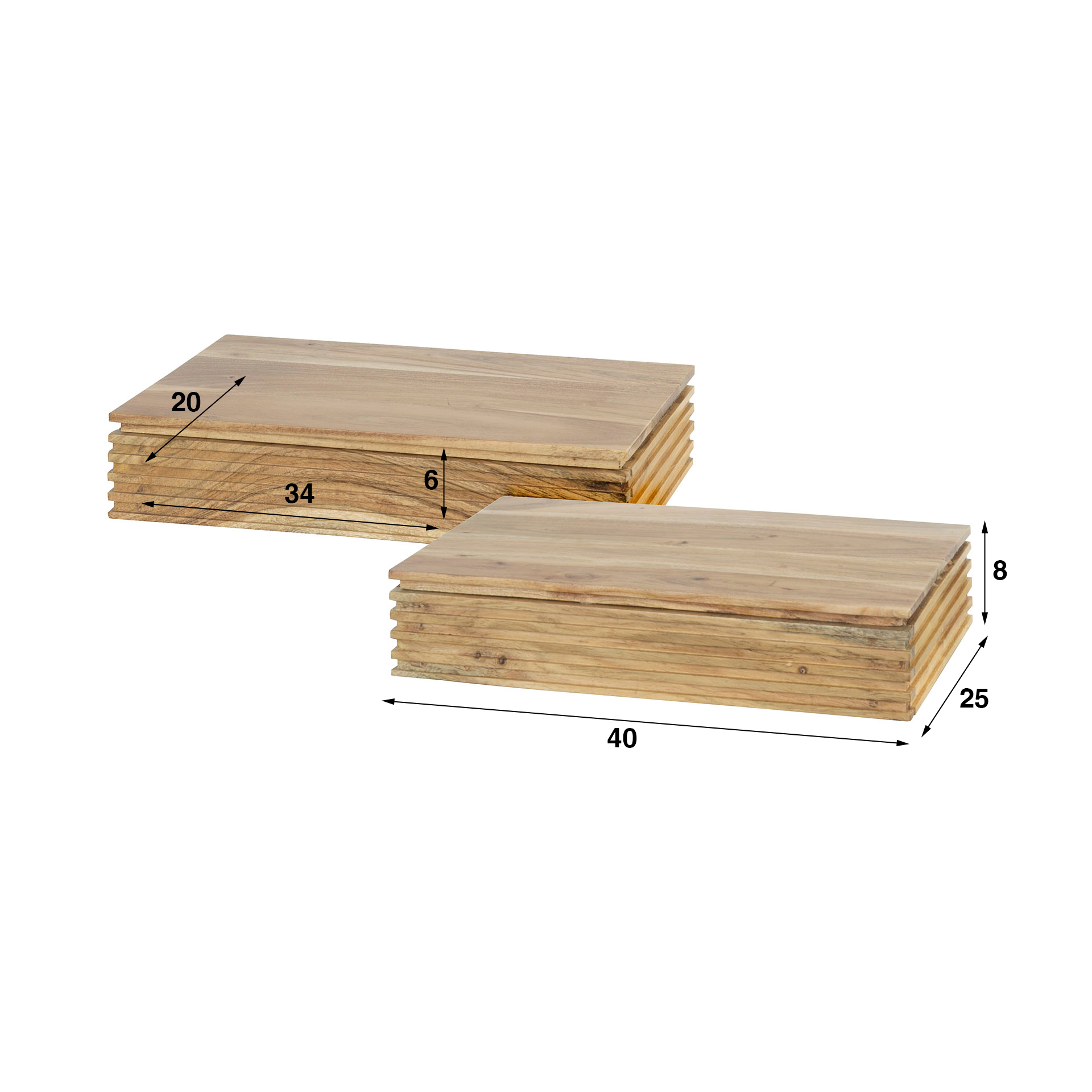 Comodino Layer L 1 cassetto - set di 2 - Acacia massiccia