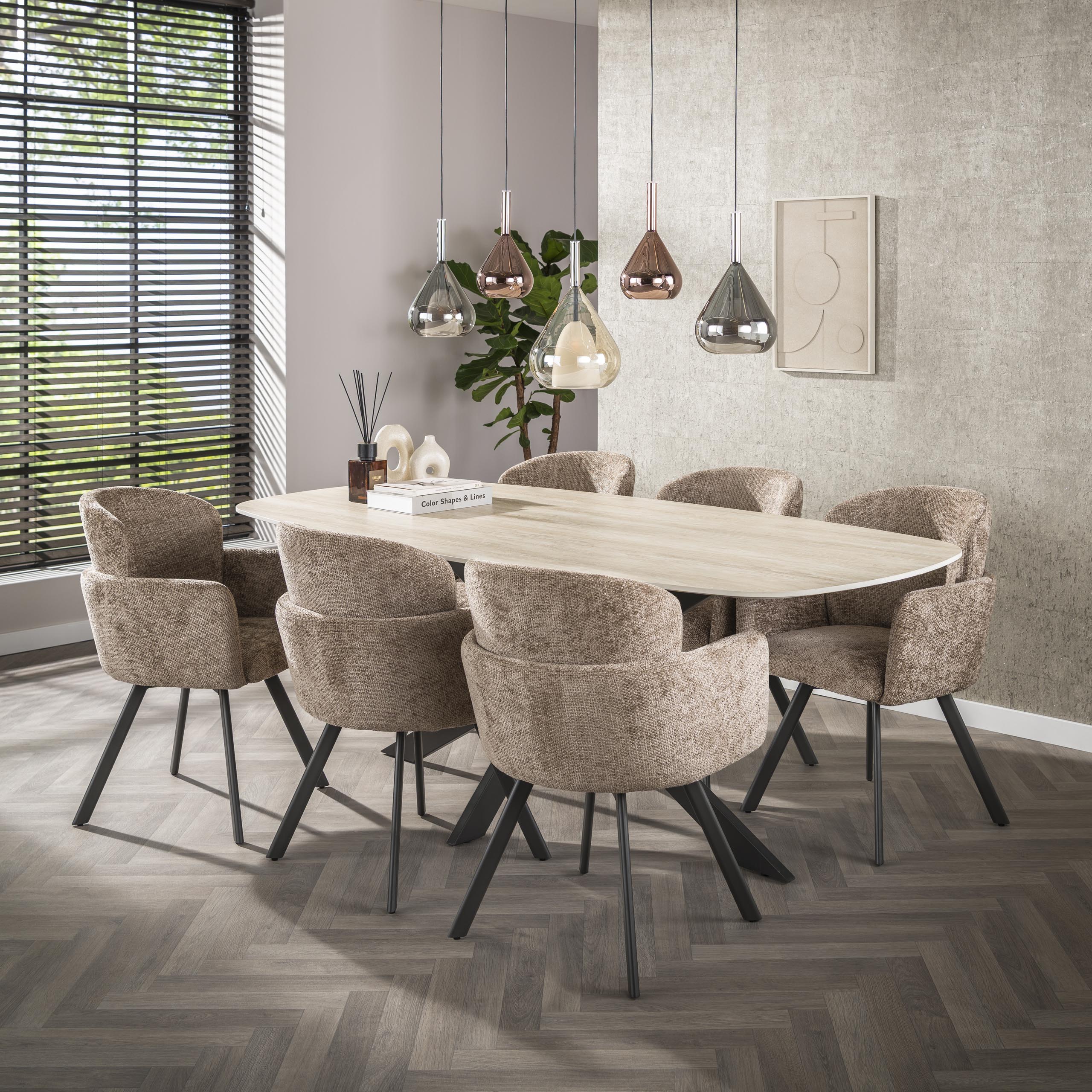 Romano Cross oval dining table 215 cm - 3D ceramic travertine