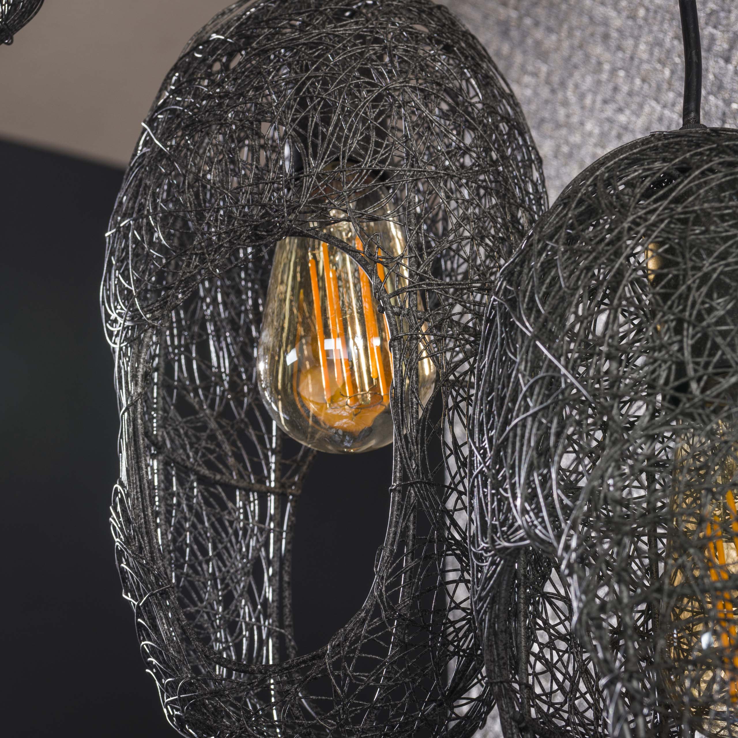 Lampada a sospensione 5L filo a occhio aperto / Nero artico