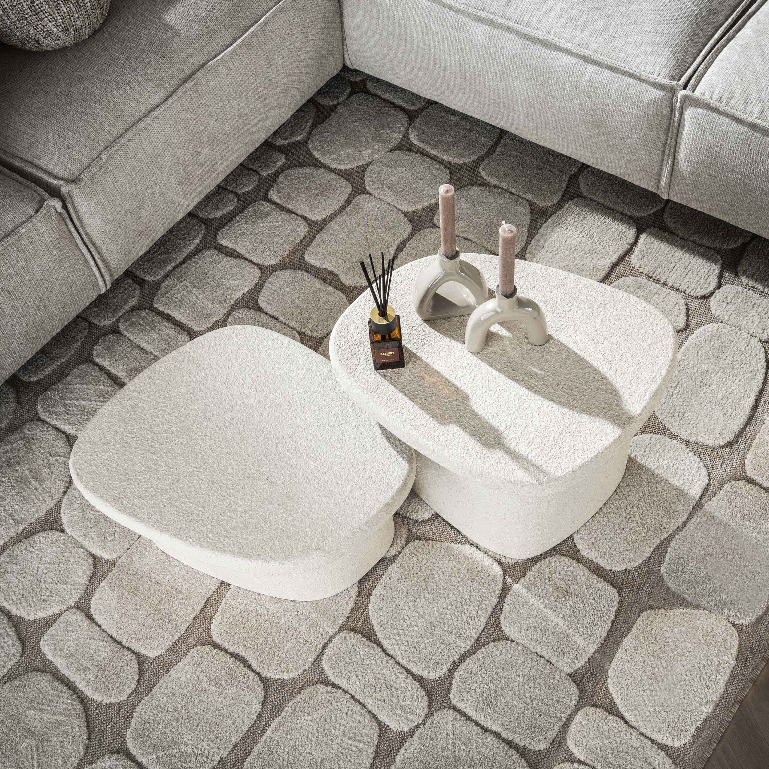 Coffee table set/2 stone organic / Marble composite