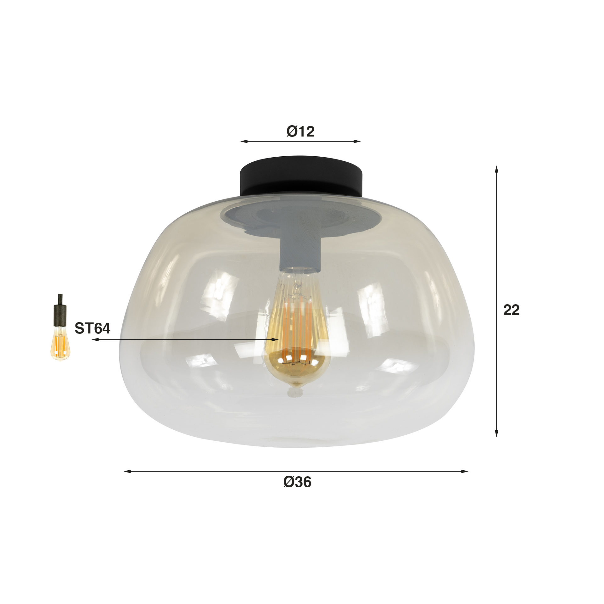 Lampada da soffitto Pulse Shaded a 1 luce - vetro ambra