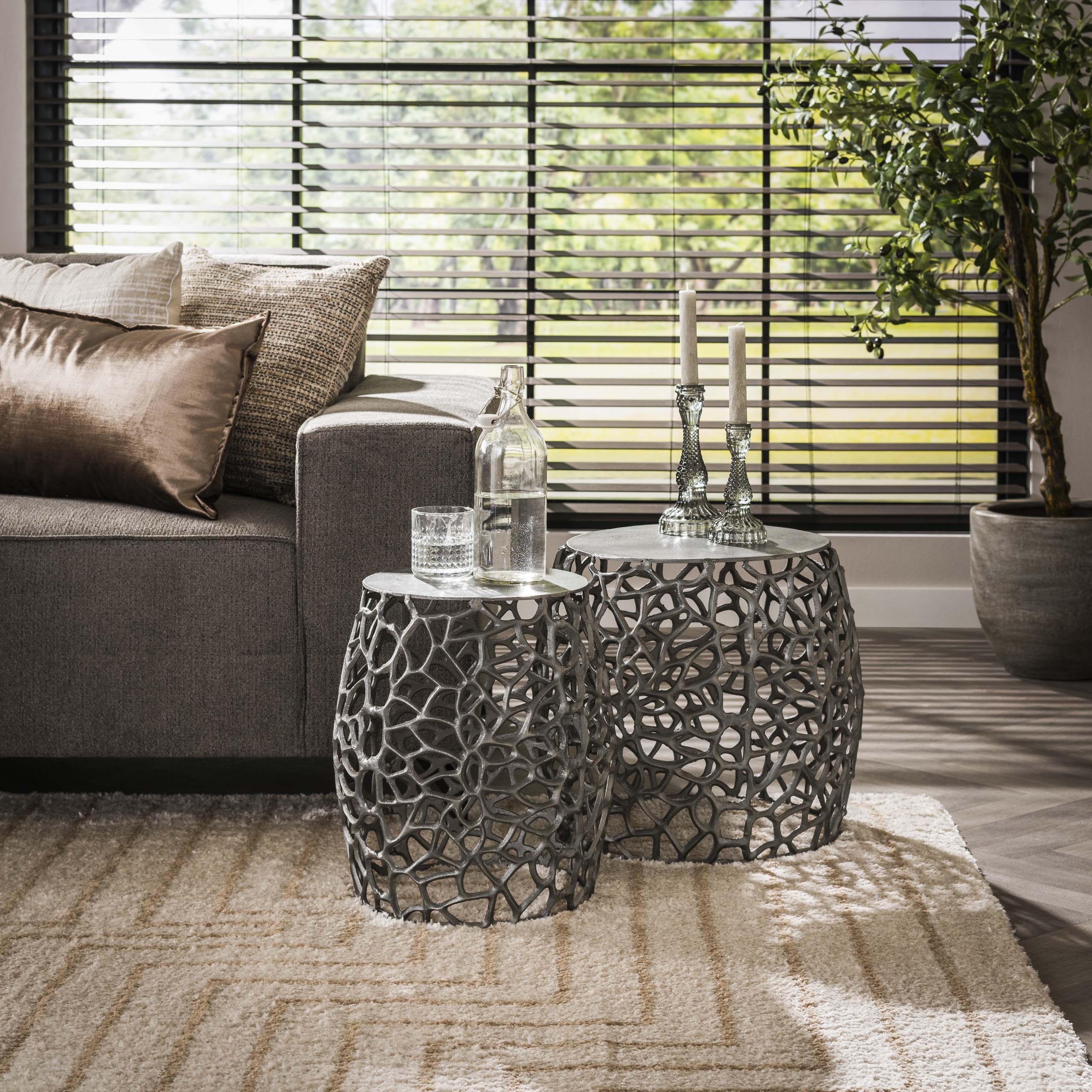 Set di 2 tavolini Maze - Nichel nero