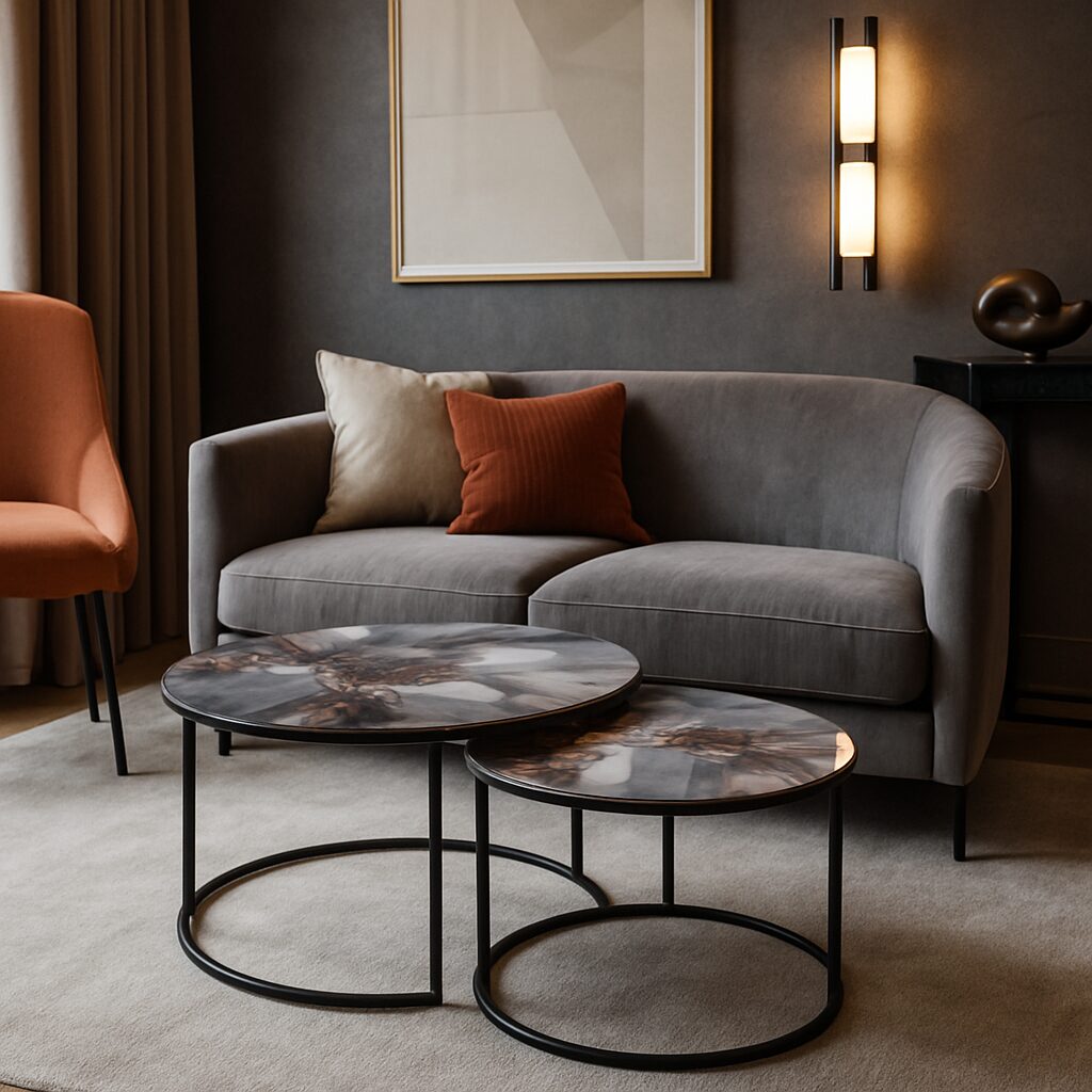 Coffee table Black - Gray & Gold Abstract Marble