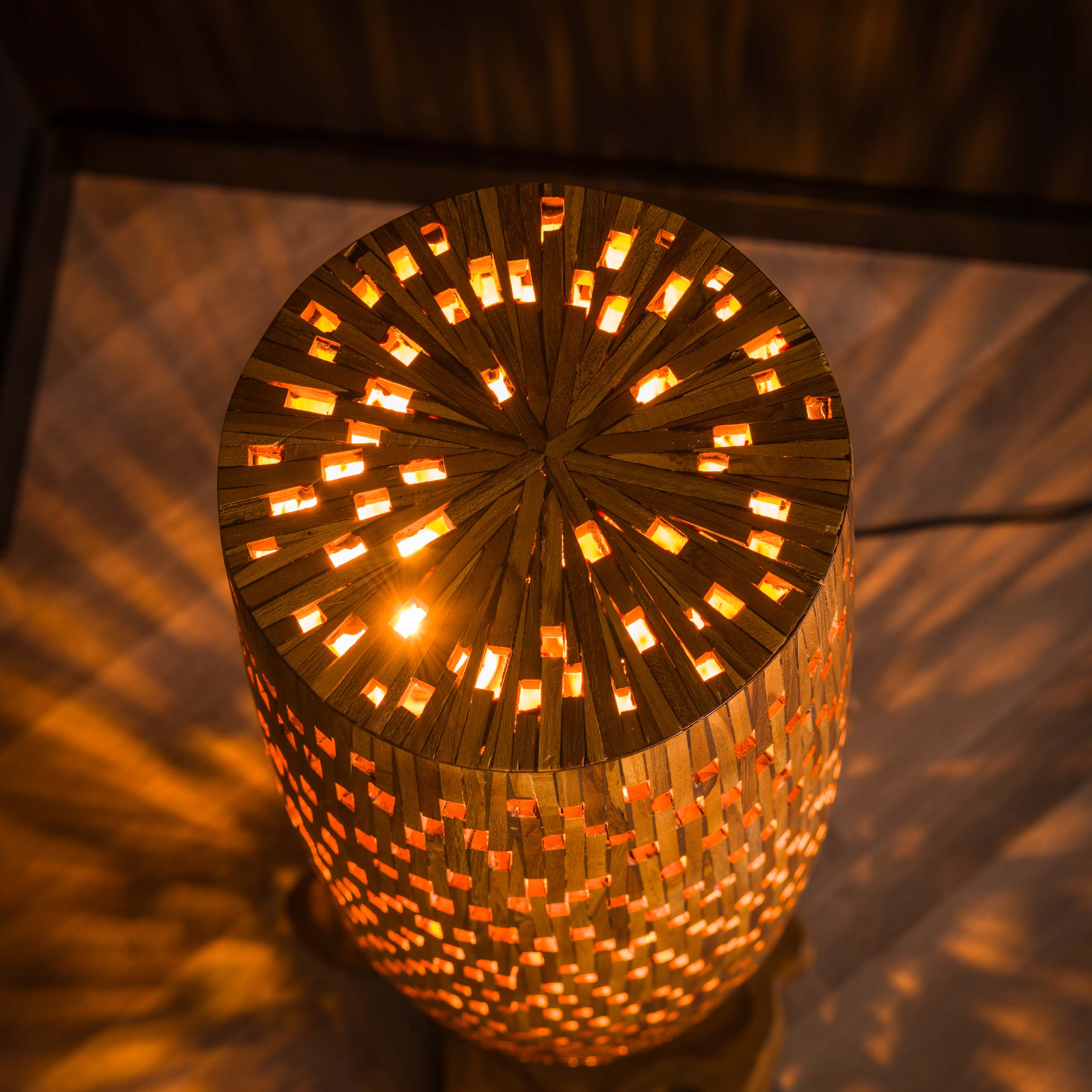 Floor lamp S bars / Solid recycled teak wood
