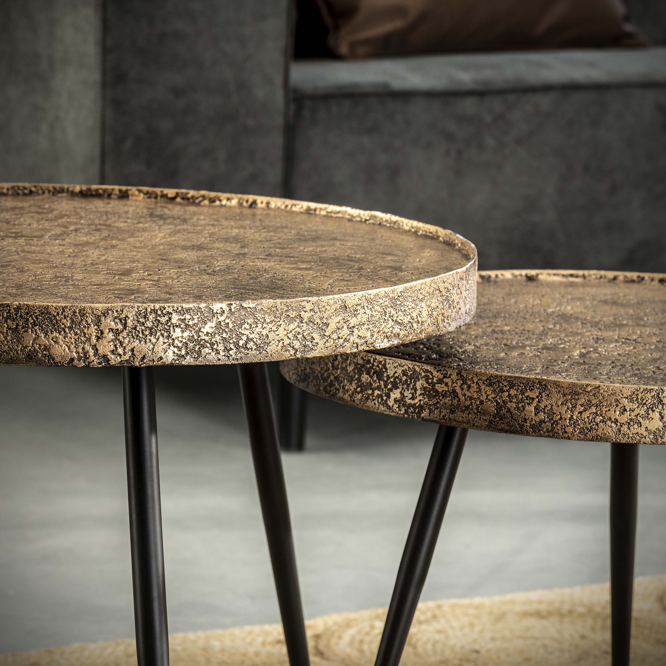 Tavolino Acier oro Ø55 set/2