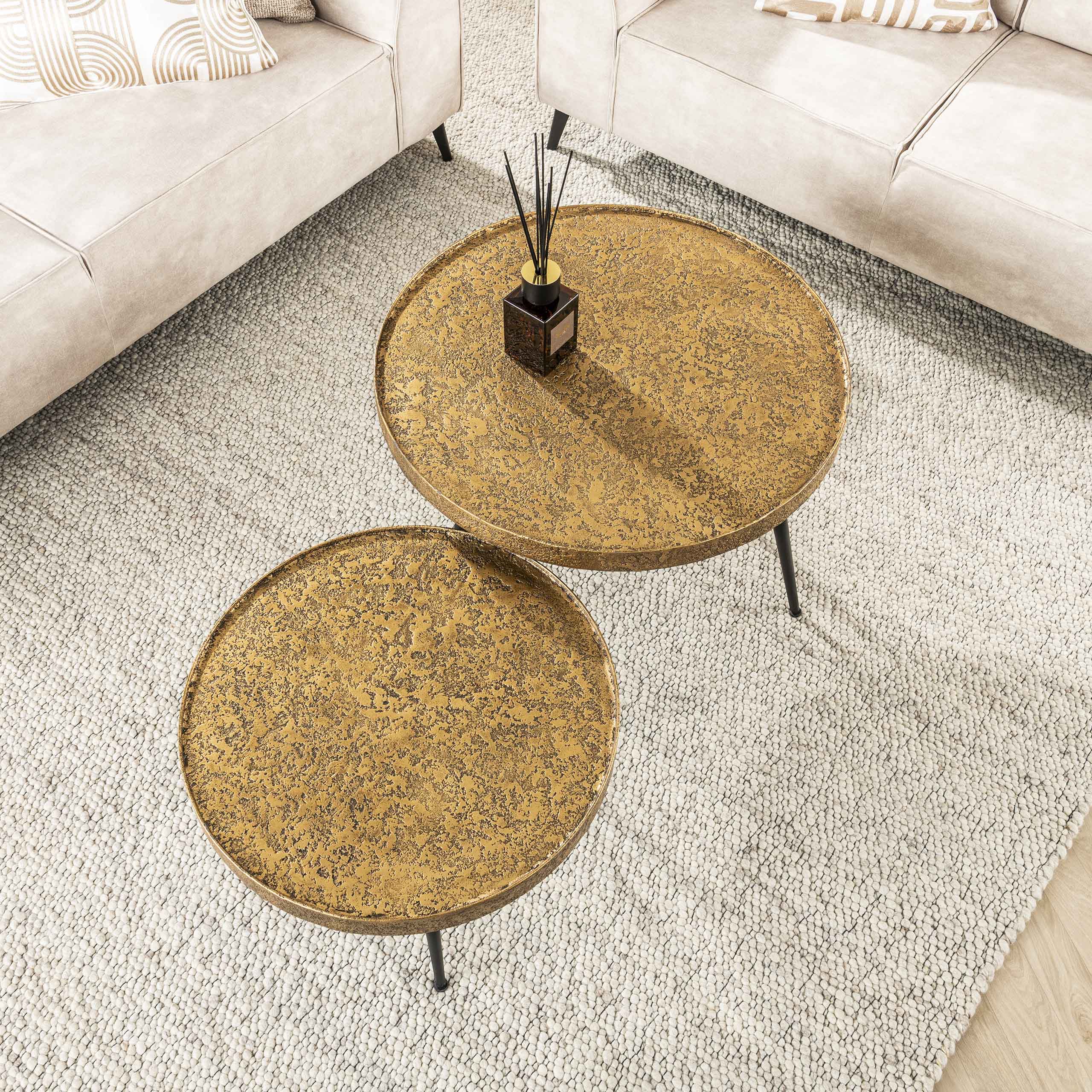Coffee table Acier gold Ø55 set/2