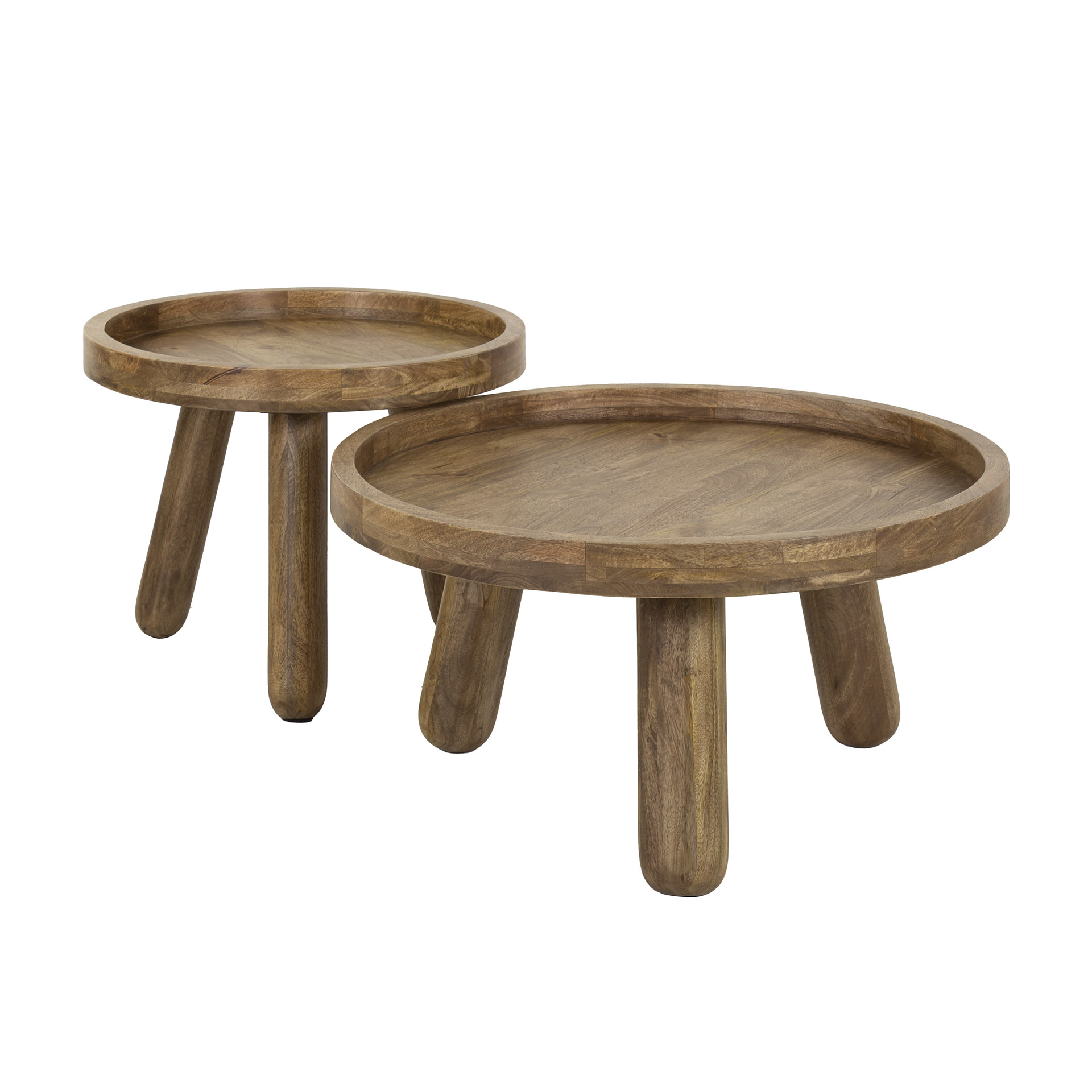 Tavolino treppiede - set di 2 - Colore solido mango sabbia