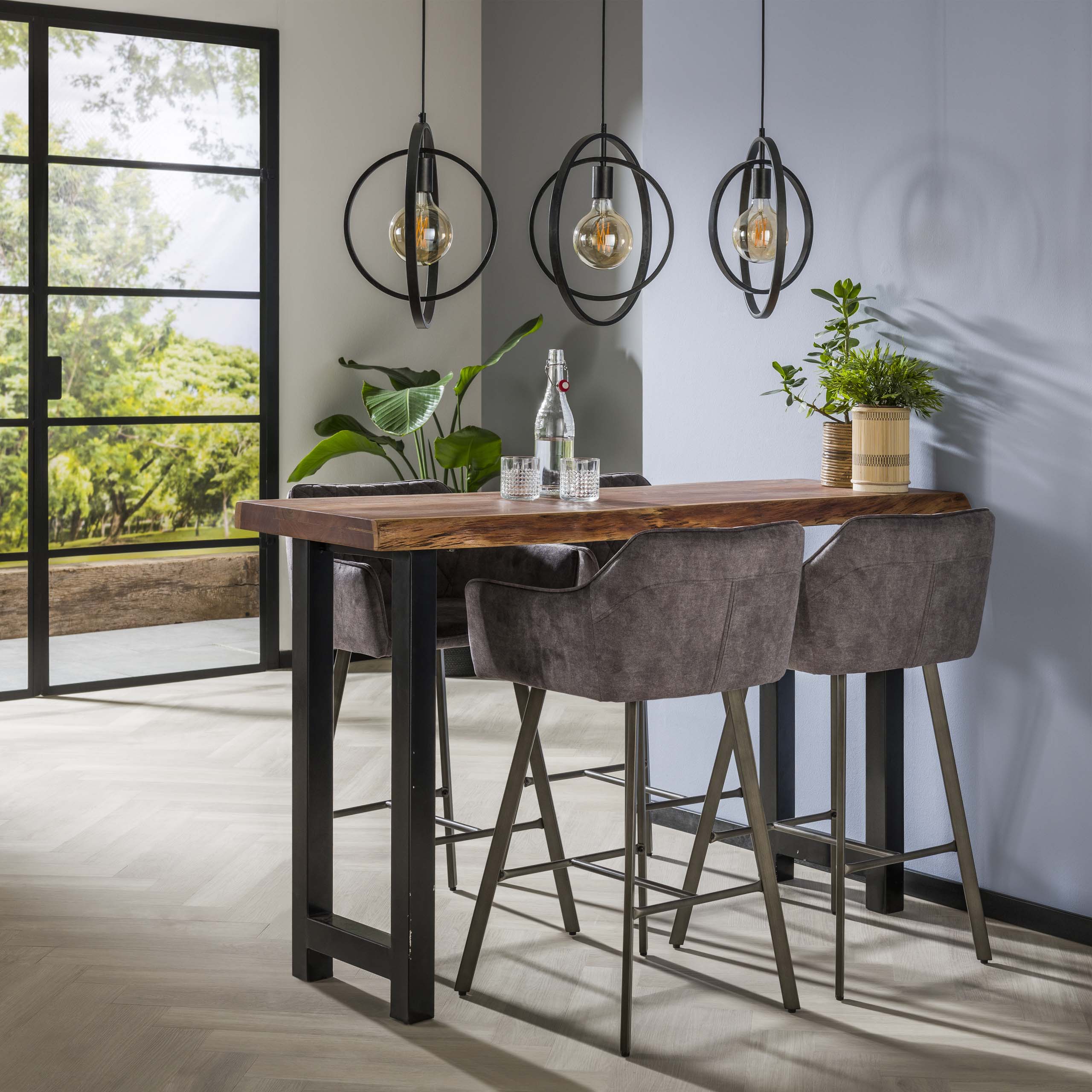 Tavolo bar tronco d'albero 150, spessore piano 60 mm / Acacia massiccia naturale