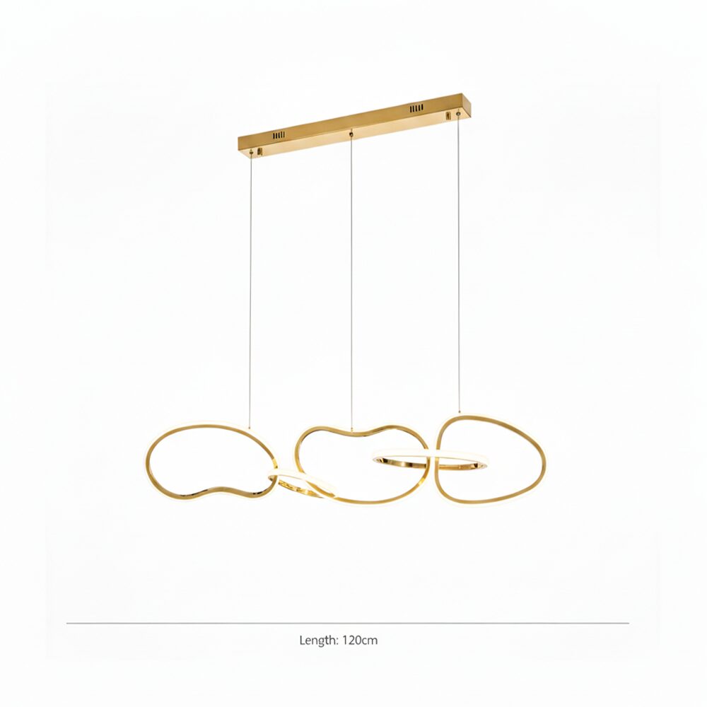 Lampada a sospensione Aurora – Design 5 anelli Oro 120 cm