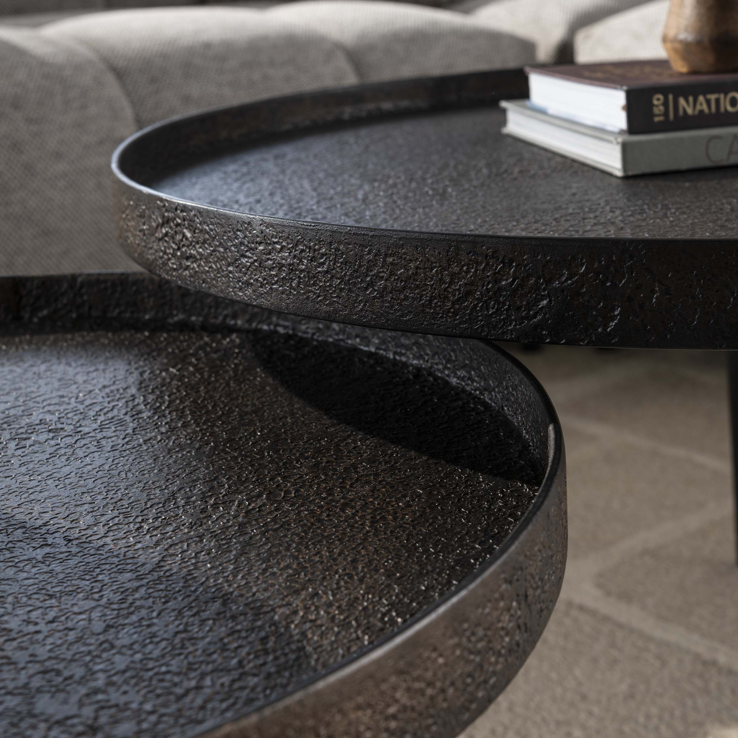 Coffee table Metallic round - Set of 2 - Gray