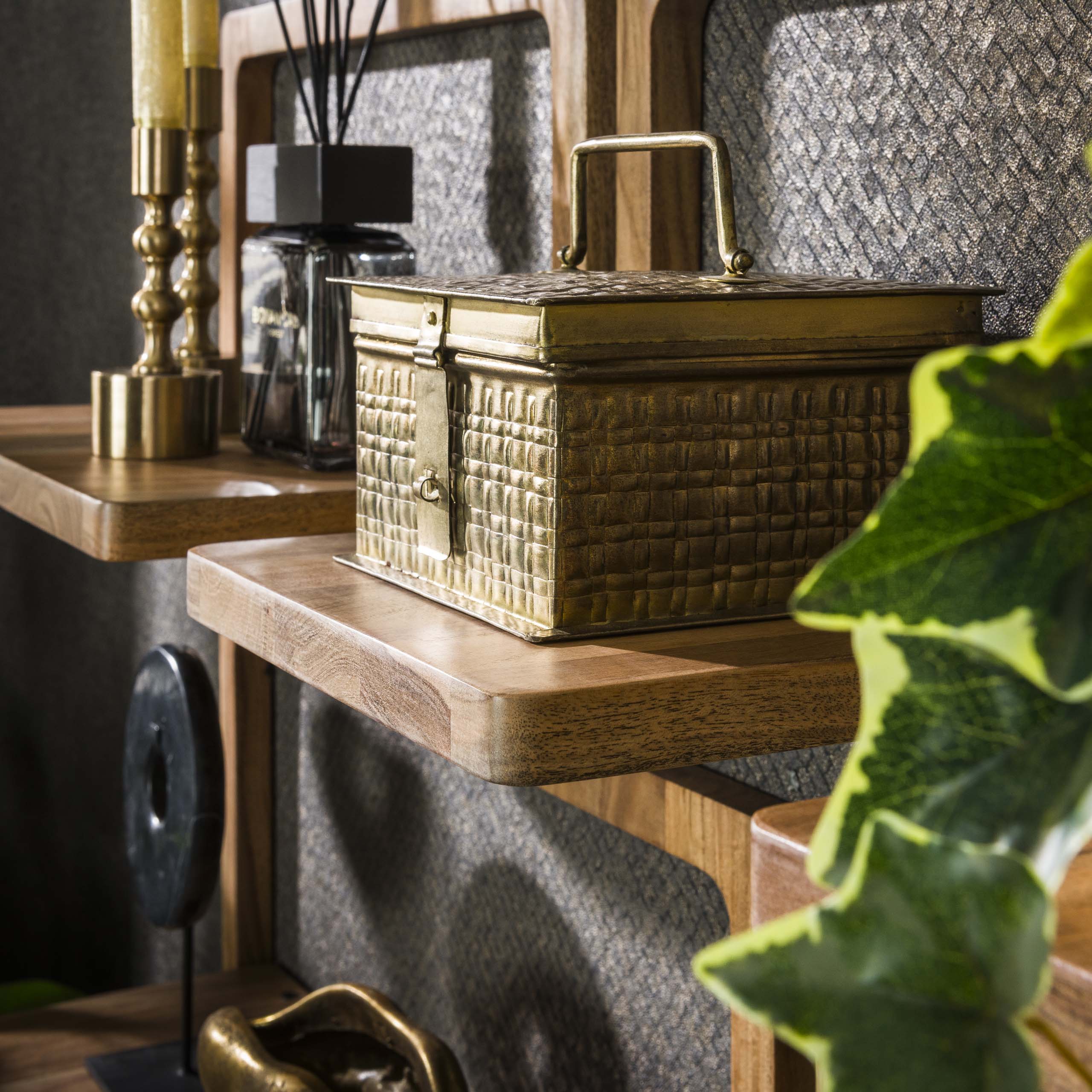 Wall shelf set/5 curvy / Solid acacia natural