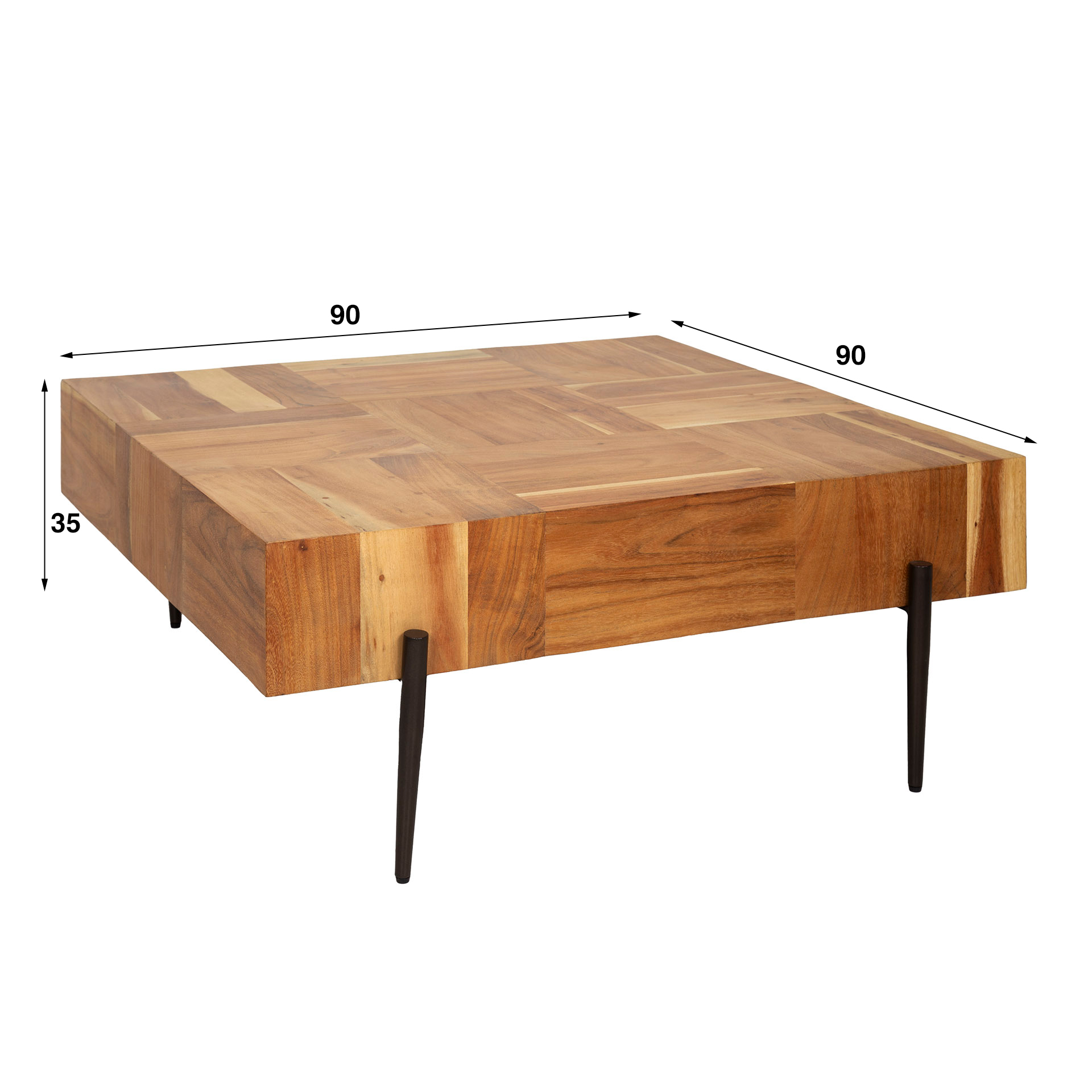 Tavolino Blocks 90x90 - Massello di acacia naturale