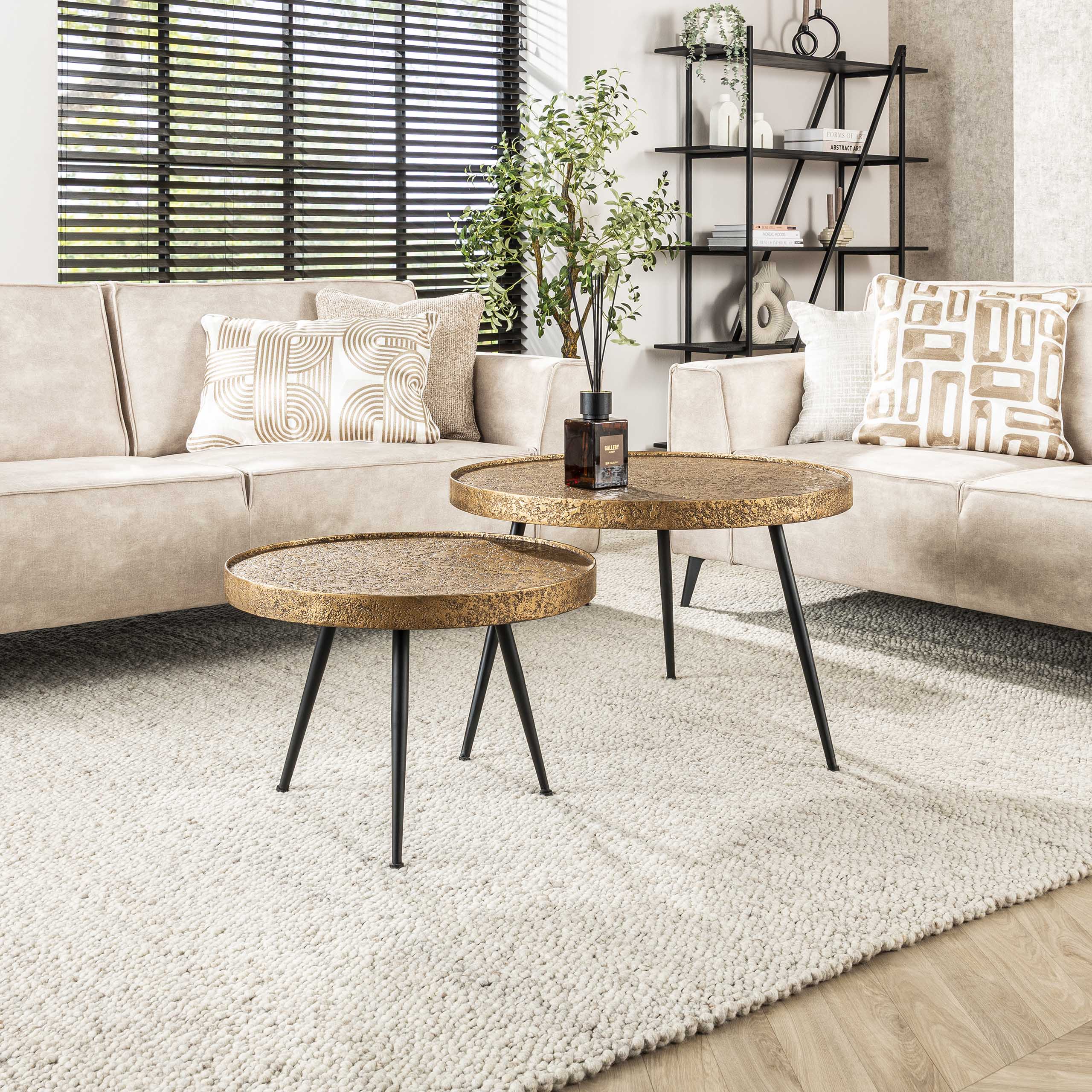 Tavolino Acier oro Ø55 set/2