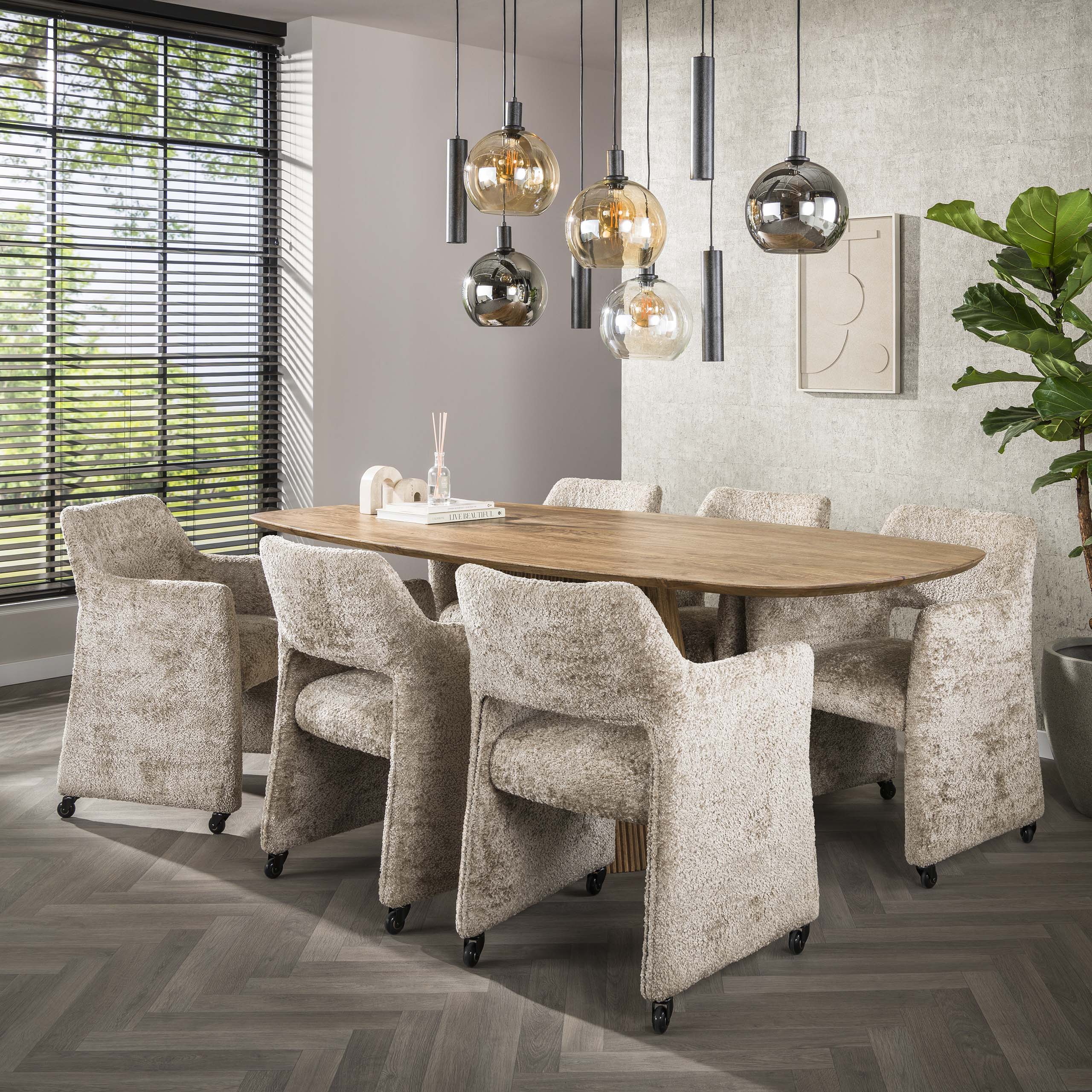 Dining table Wave Centro oval 215 cm - Solid mango sand color