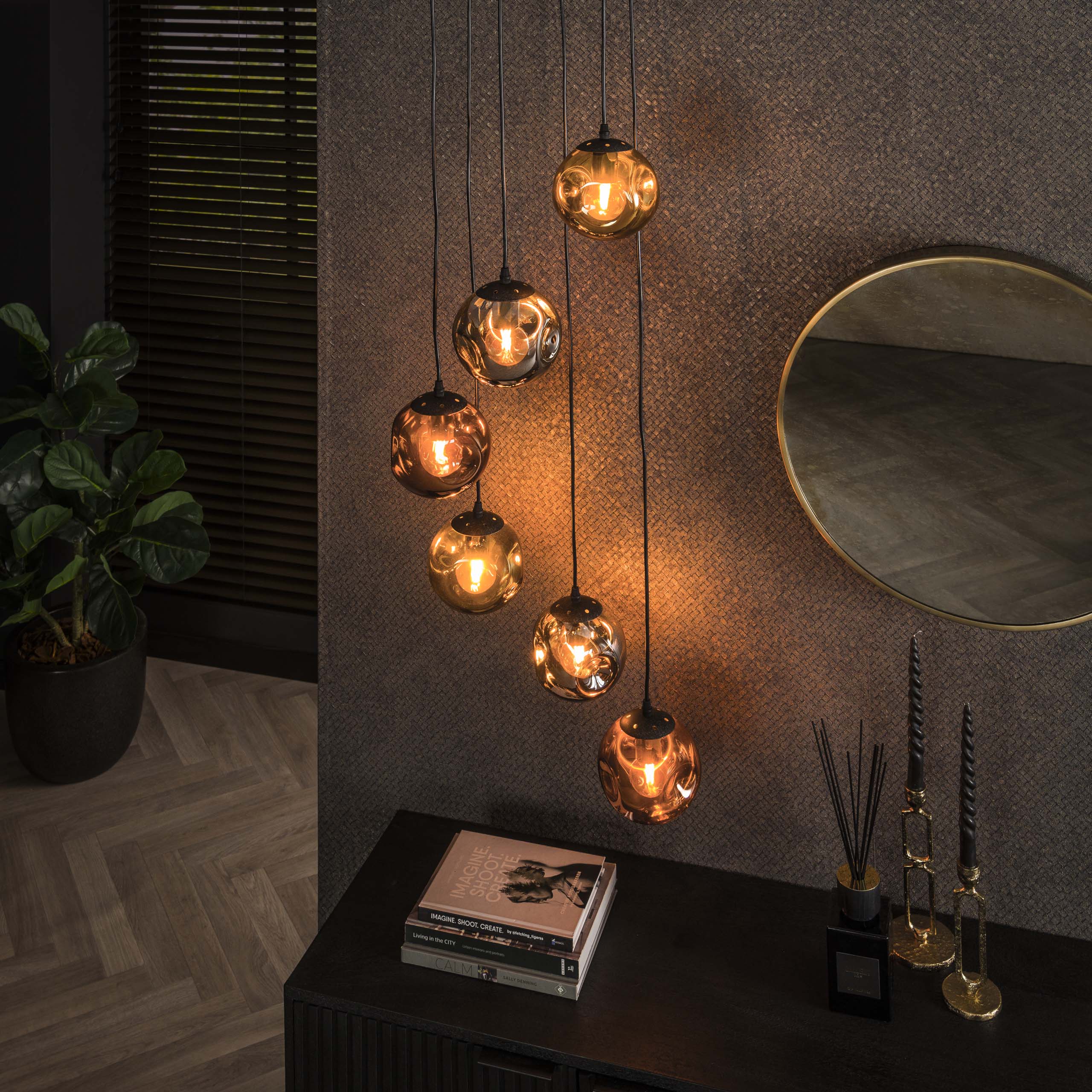 Lampada a sospensione Stellar a gradini a 6 luci Artic nero