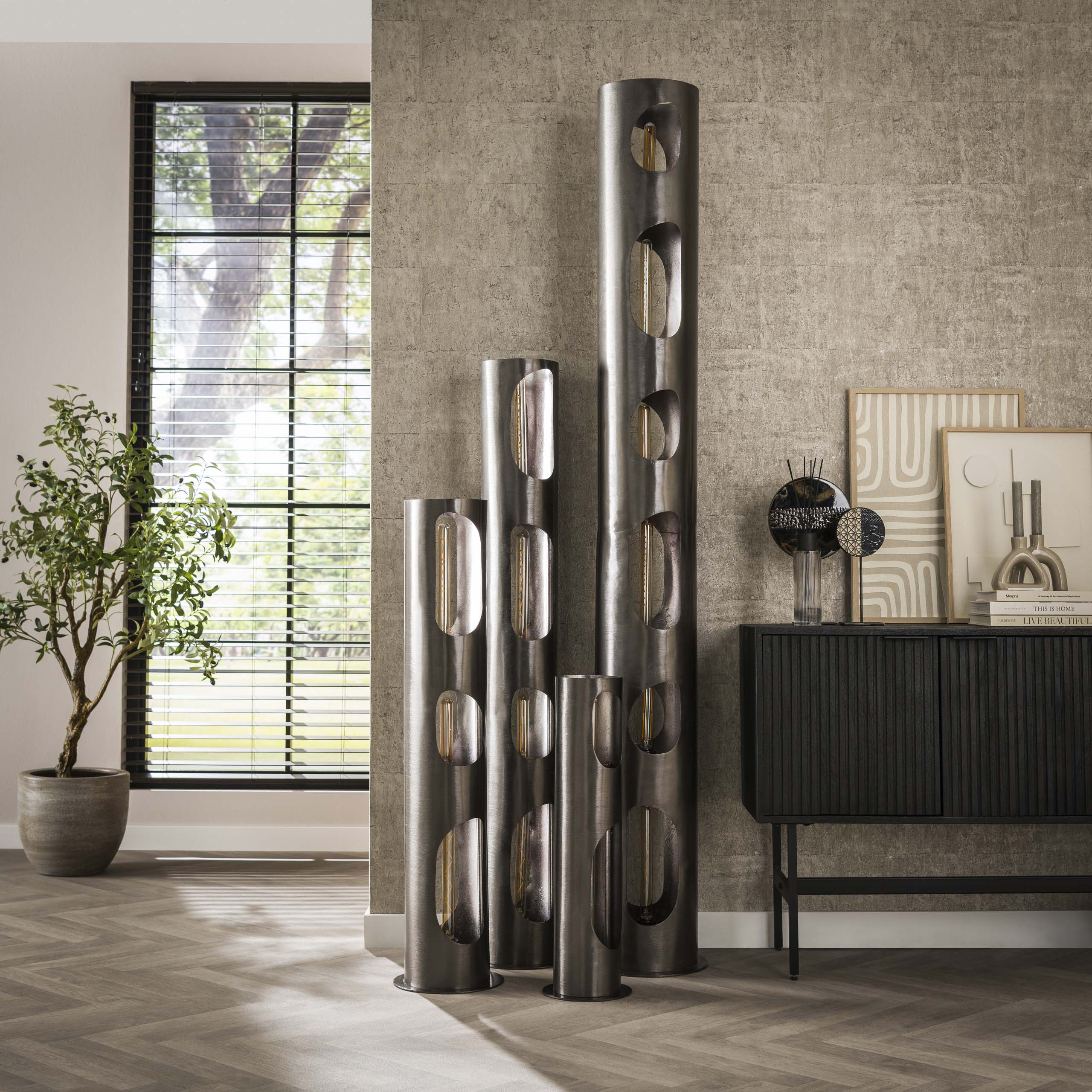 Floor lamp Organic Cylinder 2-light - Black nickel
